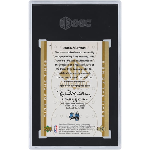 Tracy McGrady Orlando Magic Autographed 2000-01 Upper Deck SP 