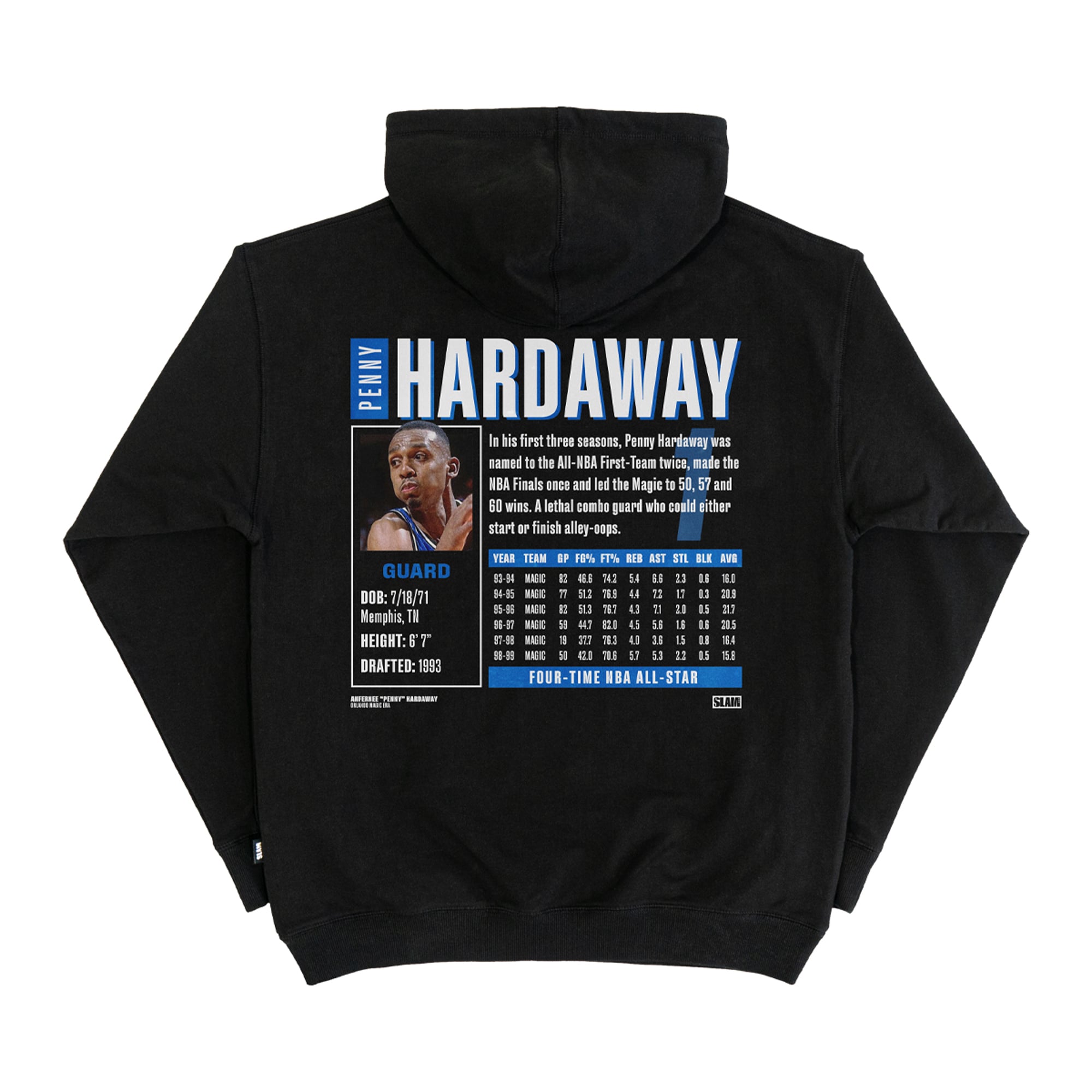 Sweat à capuche unisexe SLAM Penny Hardaway noir Orlando Magic Top 500
