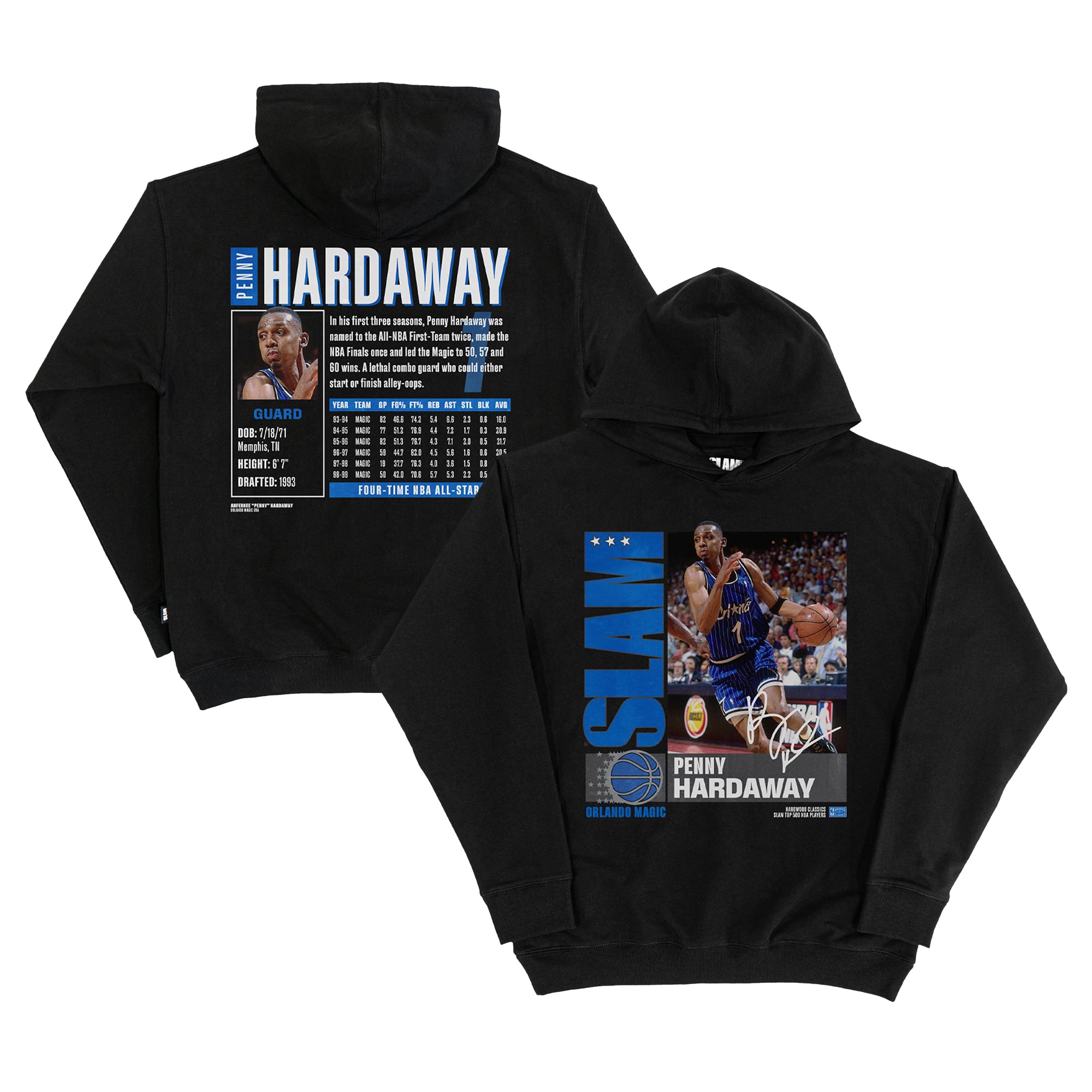 Sweat à capuche unisexe SLAM Penny Hardaway noir Orlando Magic Top 500