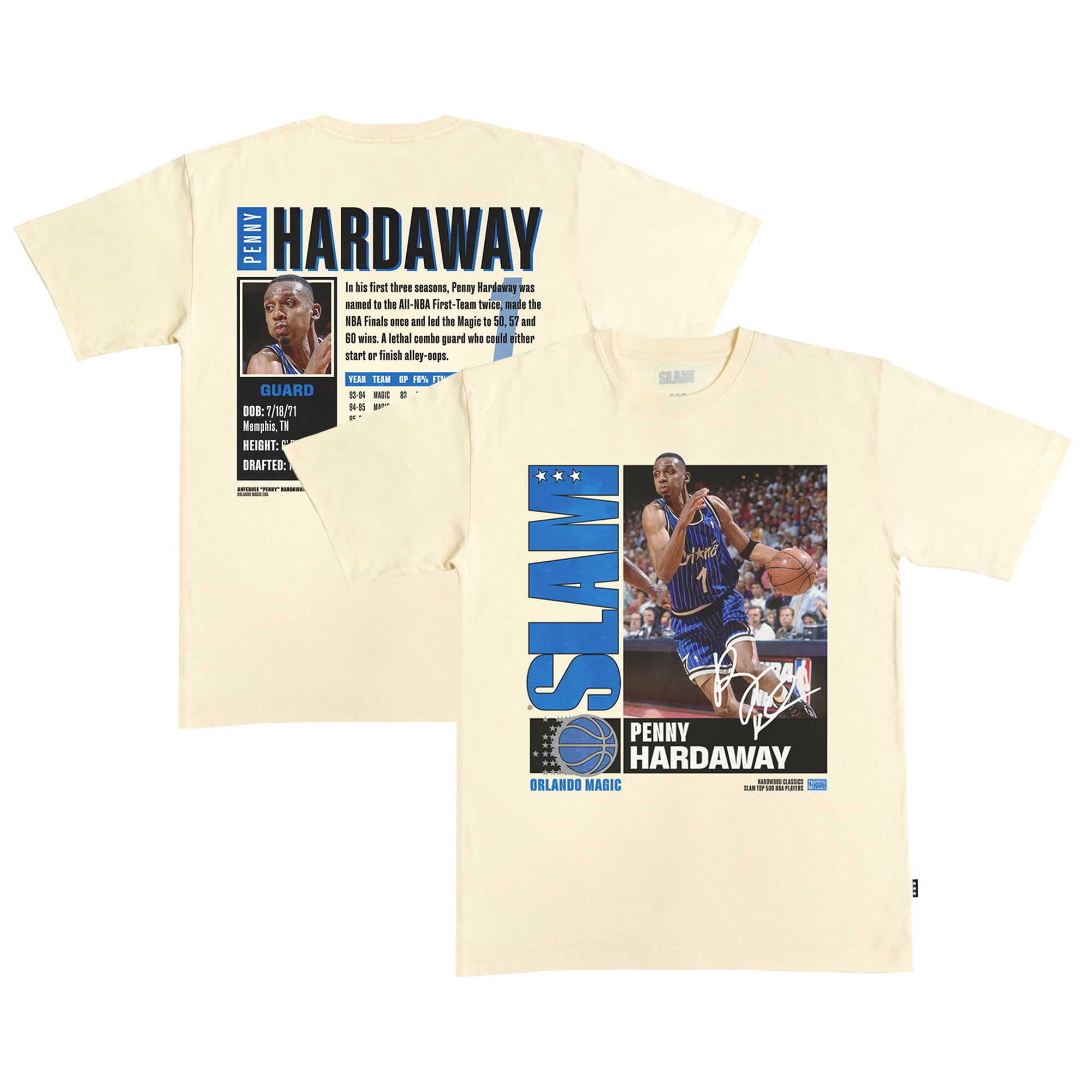 T-shirt unisexe épais SLAM Penny Hardaway crème Orlando Magic Top 500