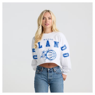 Orlando Magic Fanatics Women's Spirit Jersey Cropped Long Sleeve T-Shirt - White