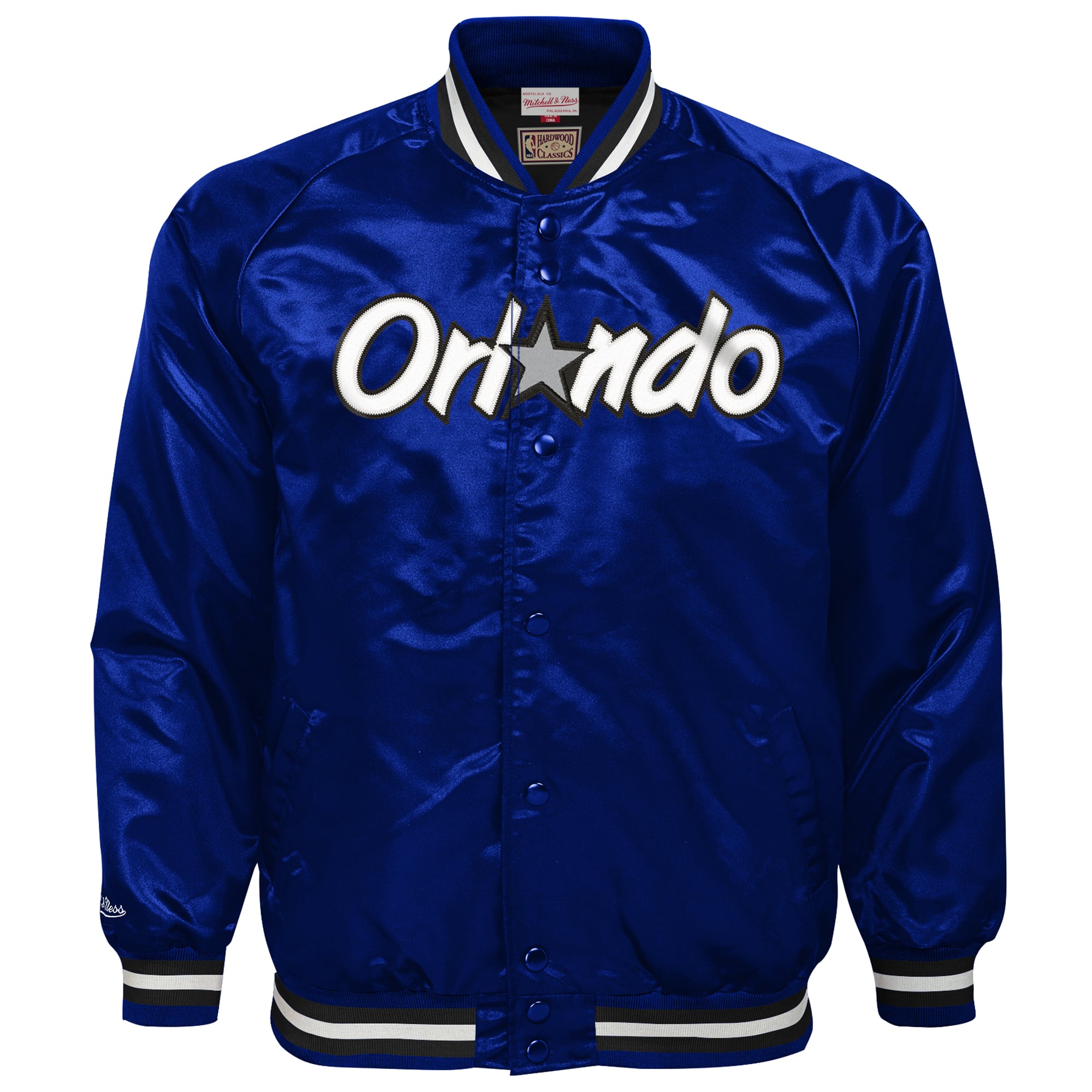 Youth Mitchell & Ness Blue Orlando Magic Lightweight Satin Raglan Full-Snap Jacket