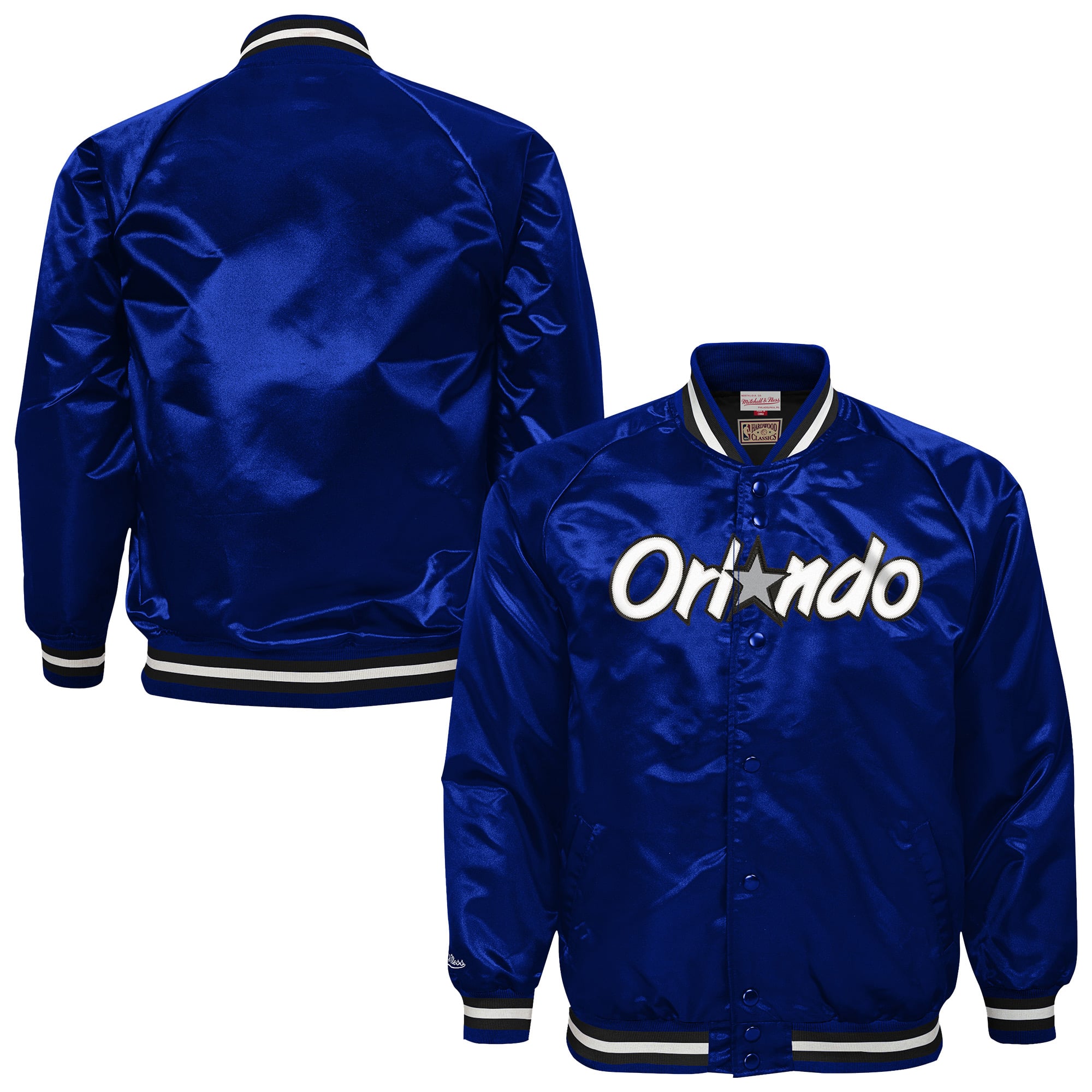 Youth Mitchell & Ness Blue Orlando Magic Lightweight Satin Raglan Full-Snap Jacket