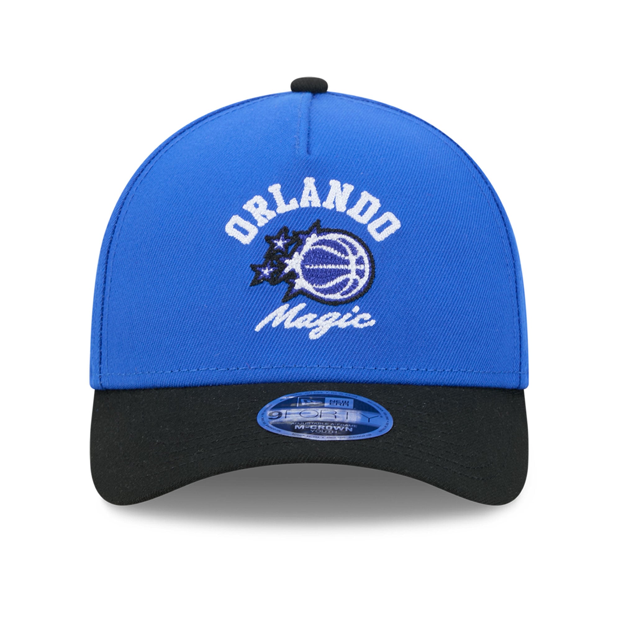 Casquette ajustable New Era bleue Orlando Magic Arch 9FORTY A-Frame M-Crown pour jeunes