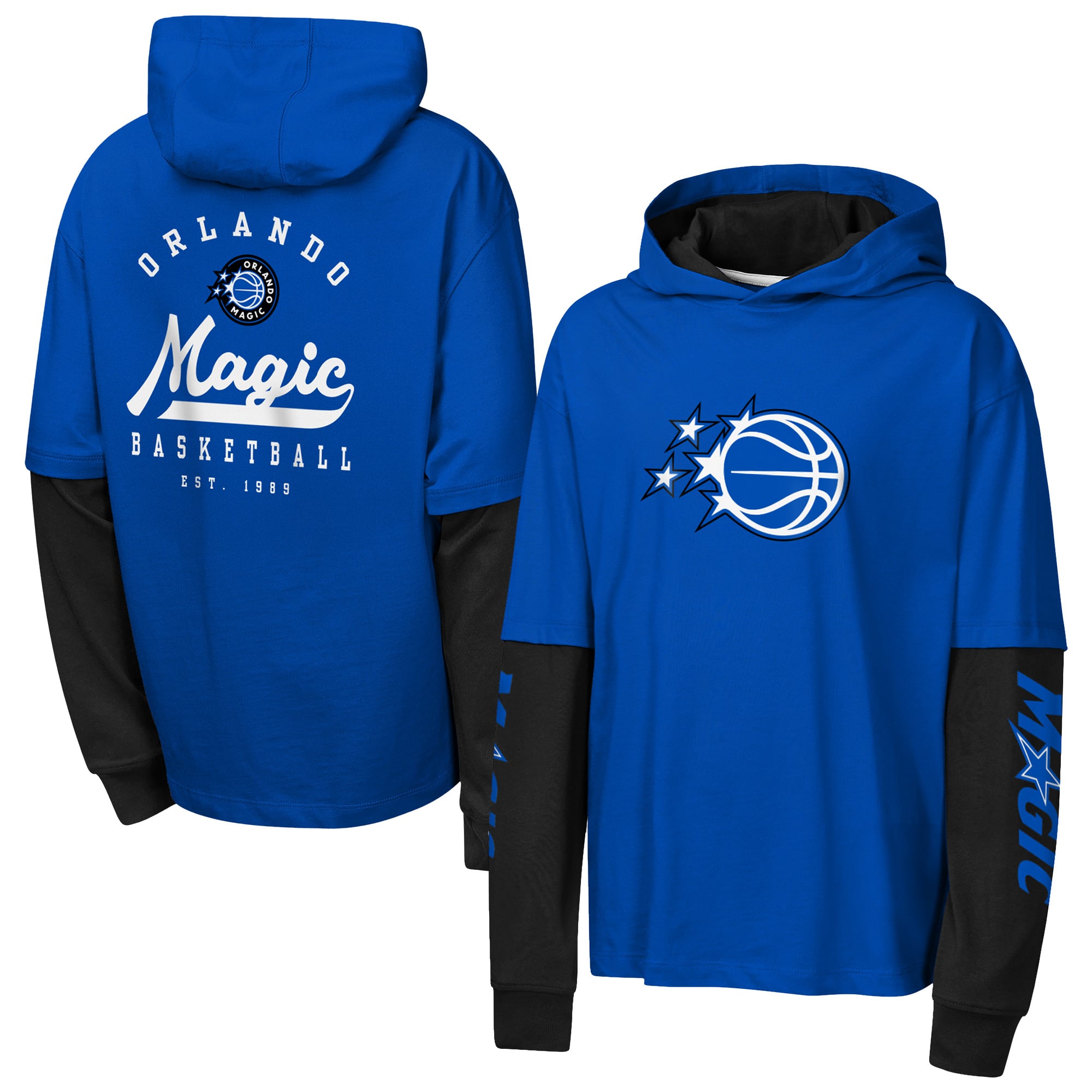 T-shirt à capuche surdimensionné Outerstuff bleu Orlando Magic Double Nickel pour jeunes