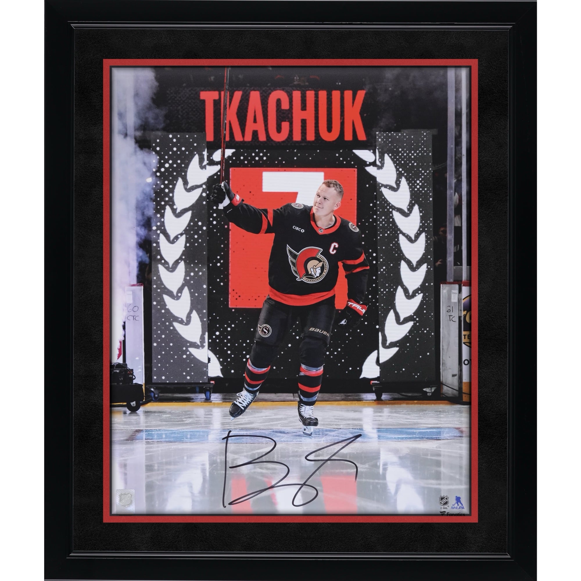 Brady Tkachuk Ottawa Senators Autographed 16" x 20" Pregame Saluting the Crowd Photograph