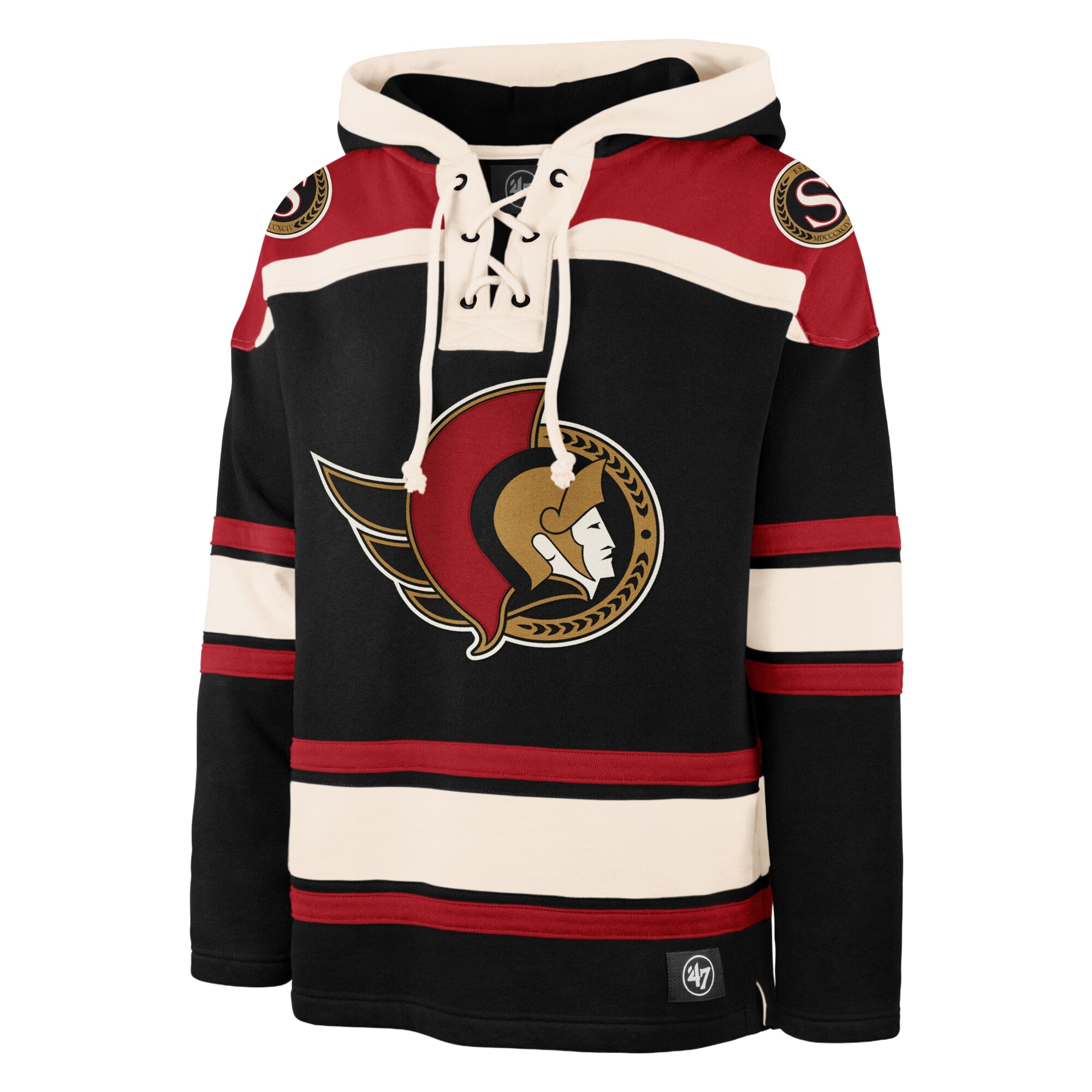 Men's '47  Black Ottawa Senators Superior Lacer Hoodie