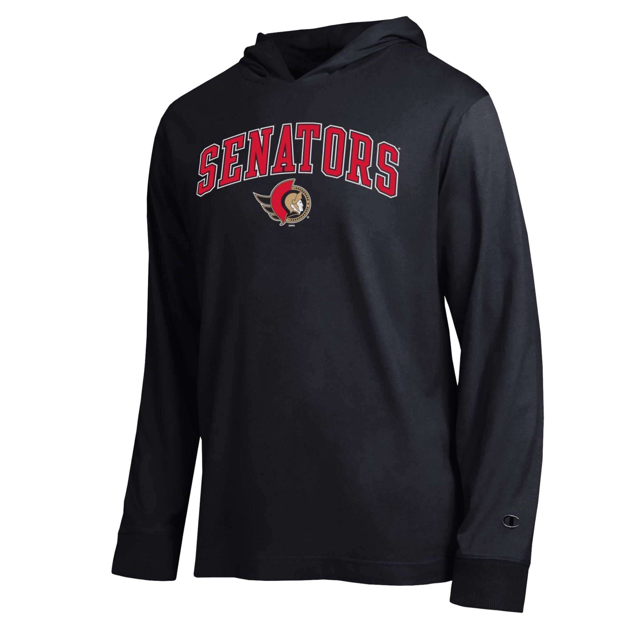 Men's Champion Black Ottawa Senators All-Star Lightweight Hooded Long Sleeve T-Shirt