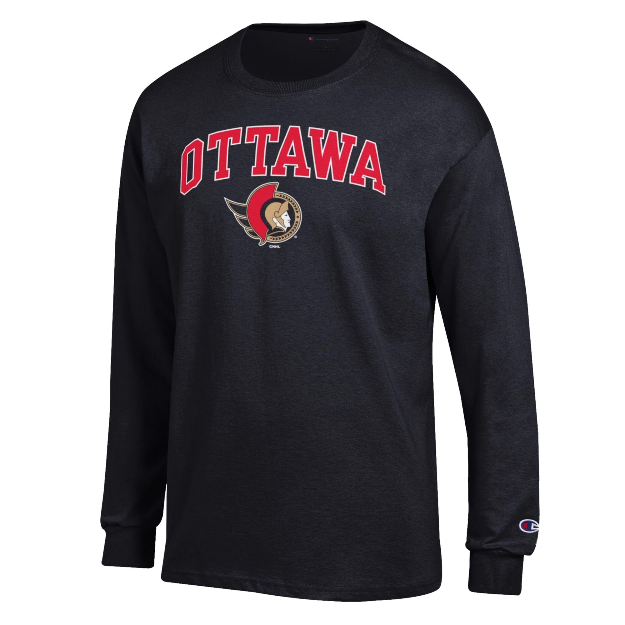 Men's Champion Black Ottawa Senators Jersey Long-Sleeve T-Shirt