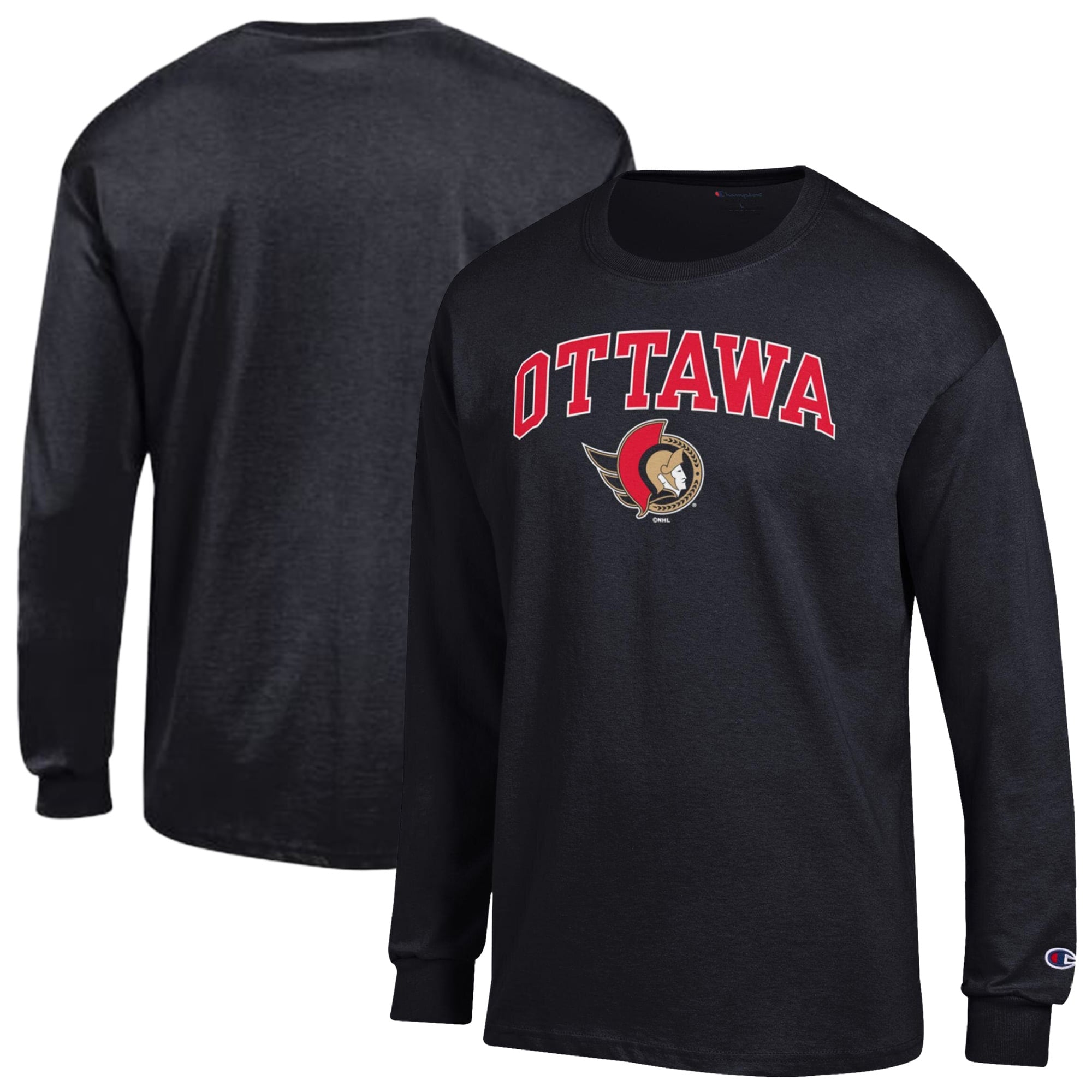 Men's Champion Black Ottawa Senators Jersey Long-Sleeve T-Shirt