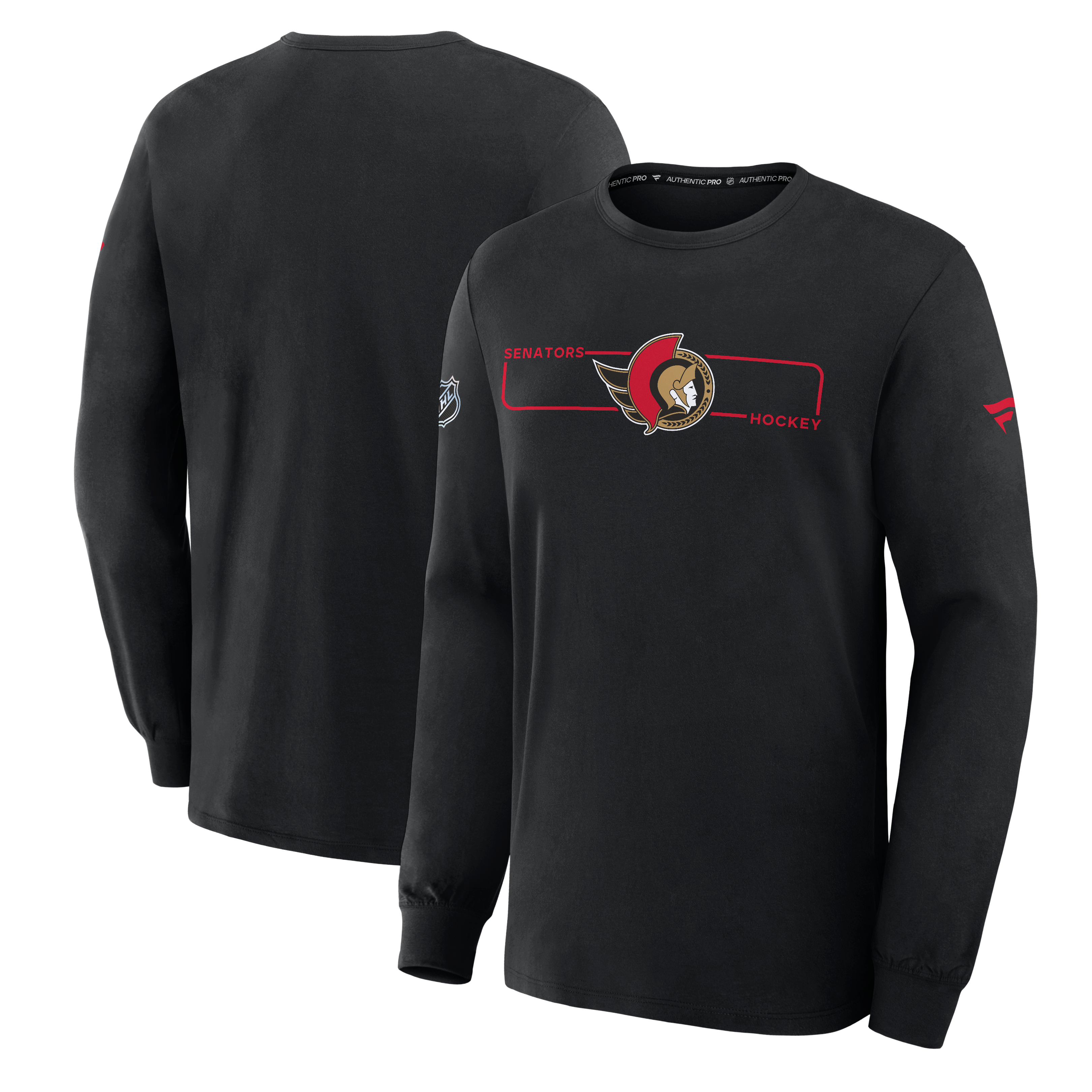Men's Fanatics Black Ottawa Senators Authentic Pro Primary Logo Long Sleeve T-Shirt
