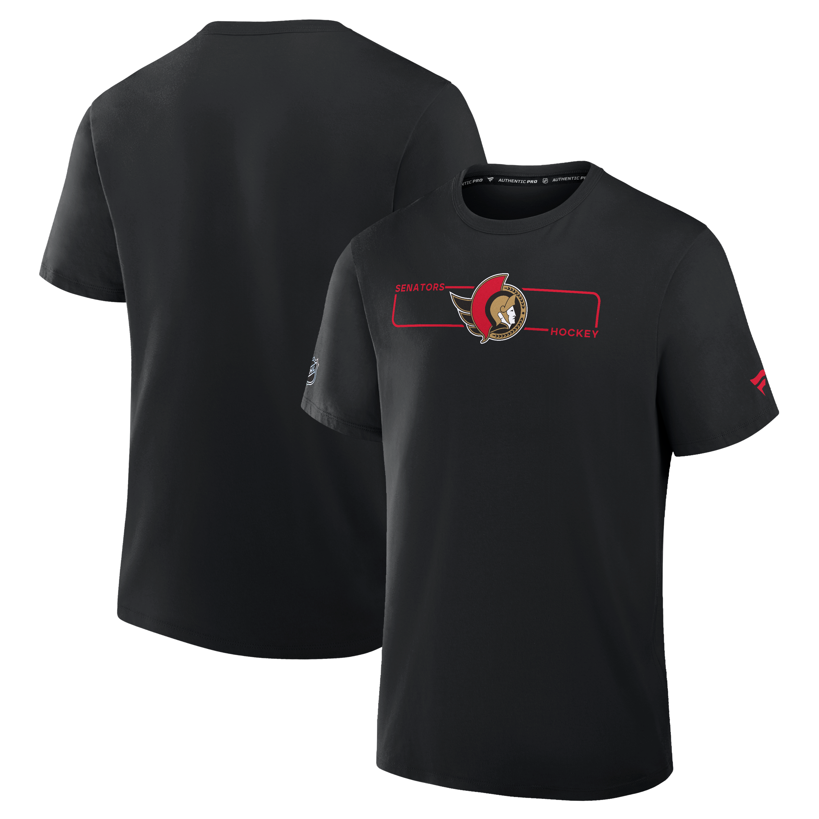 Men's Fanatics Black Ottawa Senators Authentic Pro Primary Logo T-Shirt