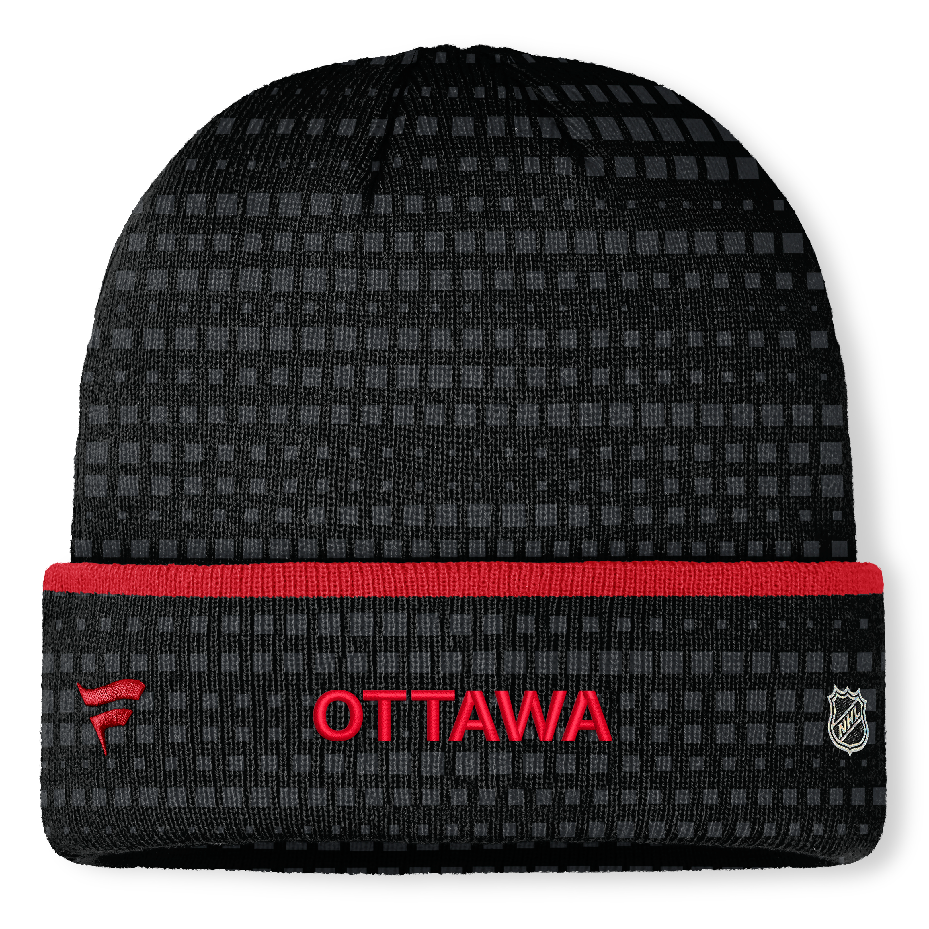 Men's Fanatics Black Ottawa Senators Authentic Pro Rink Cuffed Knit Hat