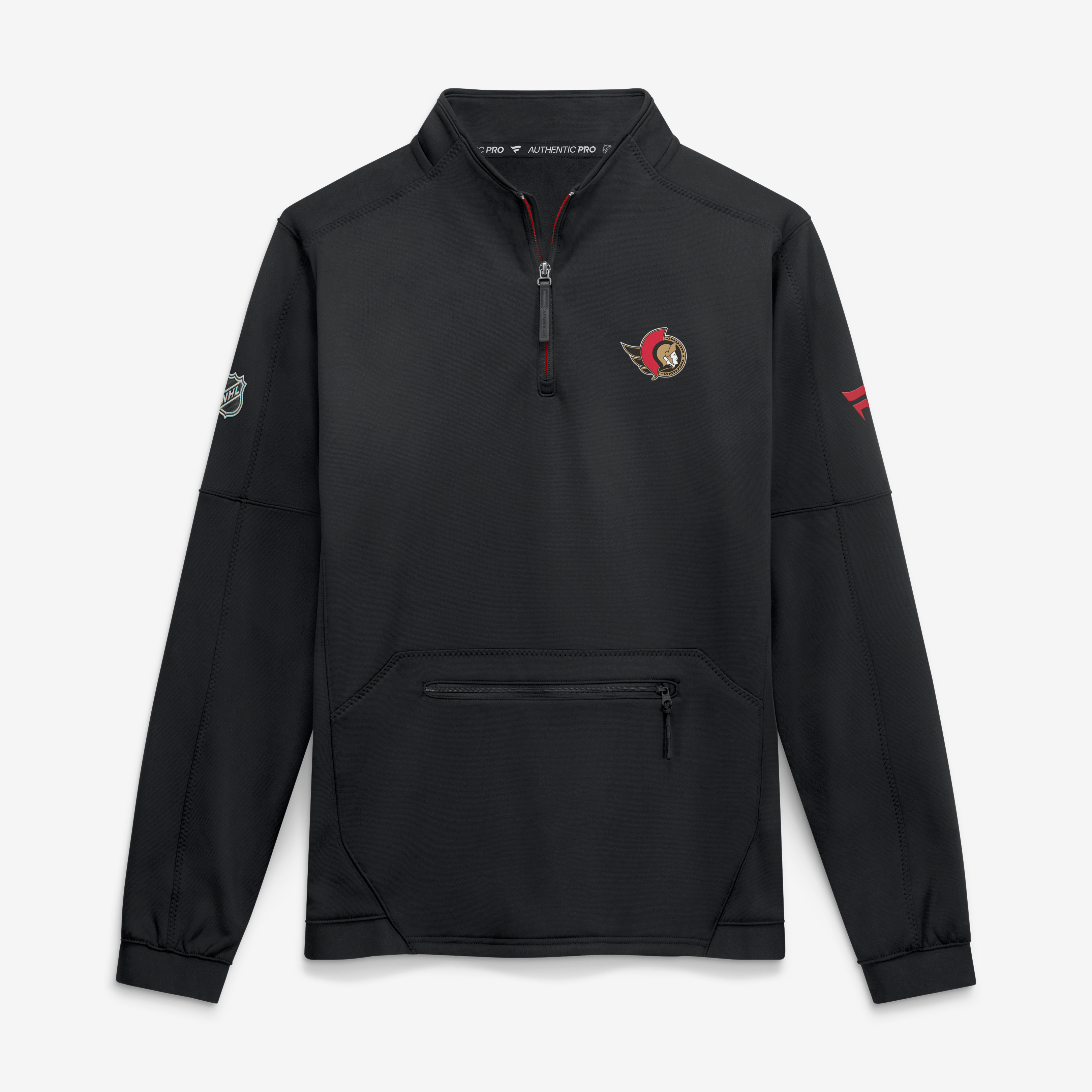 Men's Fanatics Black Ottawa Senators Authentic Pro Rink Fleece Quarter-Zip Pullover