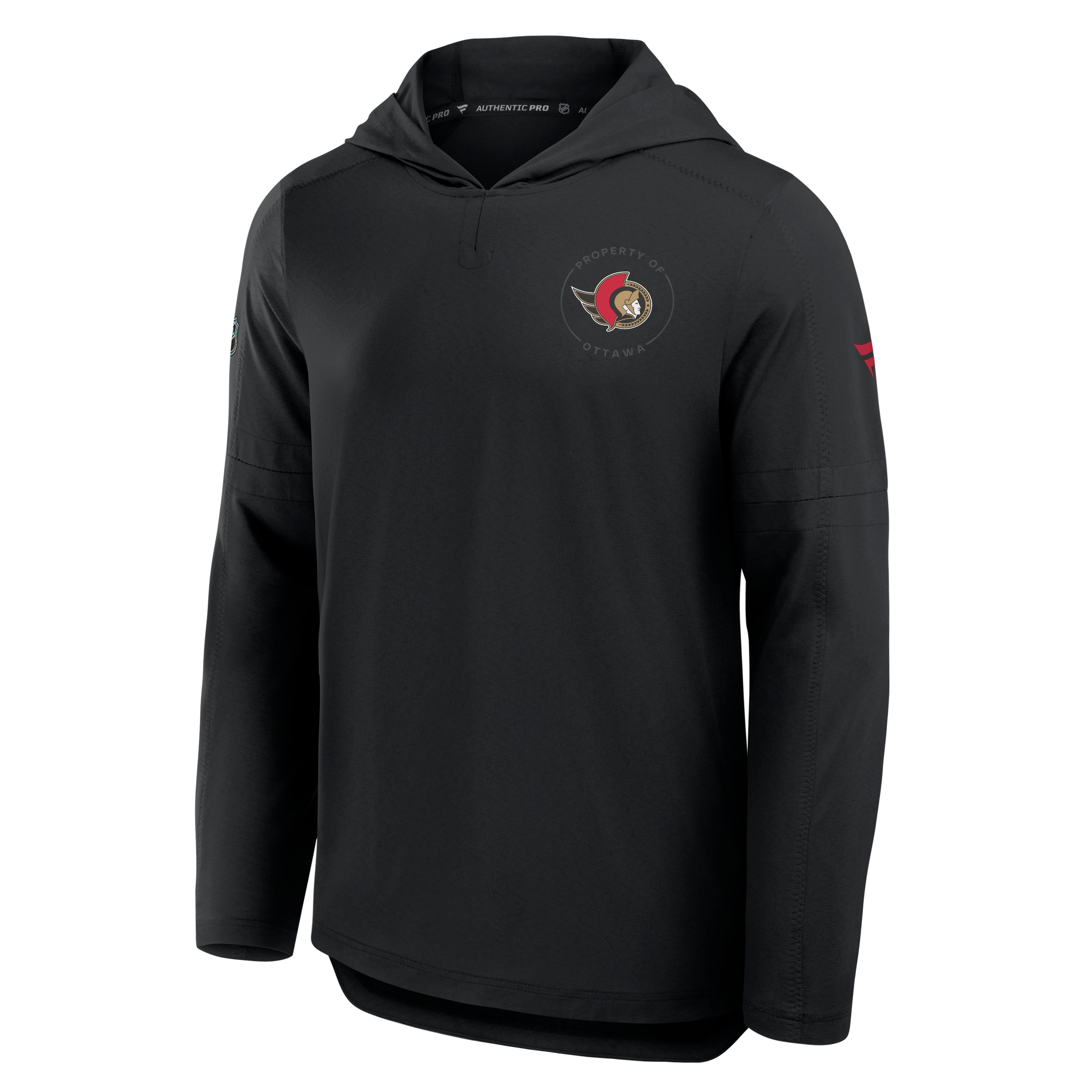 Men's Fanatics Black Ottawa Senators Authentic Pro Train Lightweight Pullover Hoodie