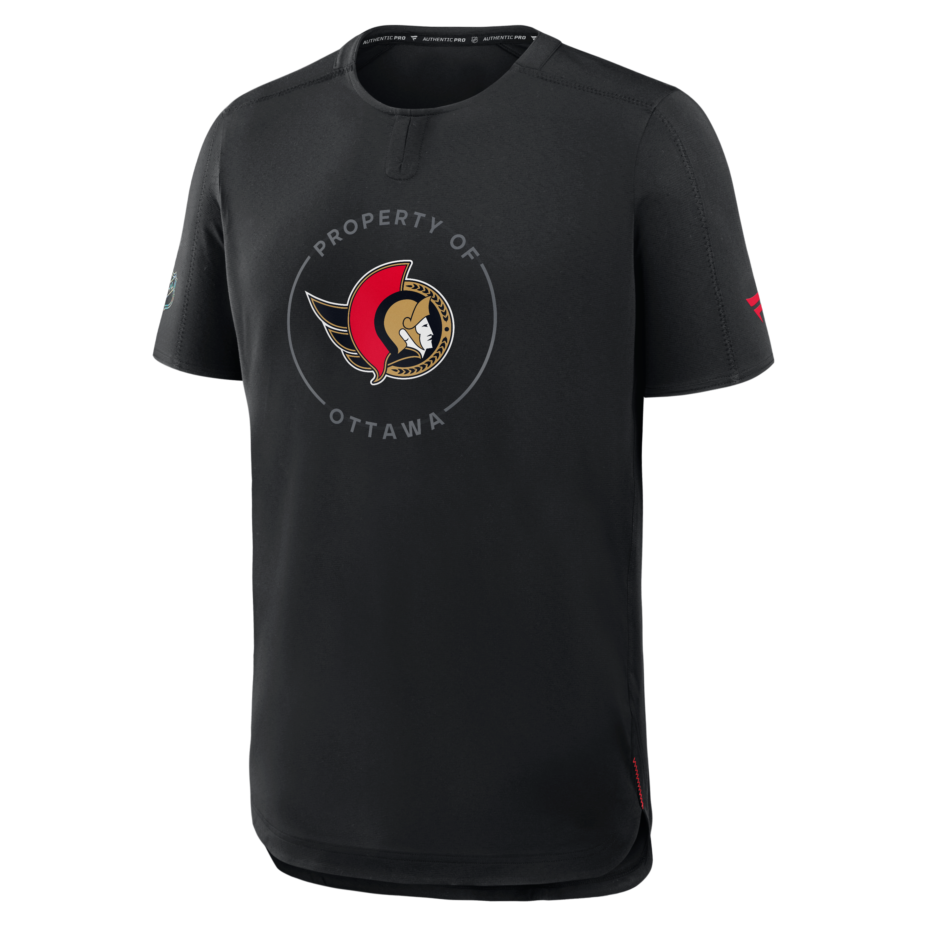T-shirt de performance authentique Pro Train des Sénateurs d'Ottawa noirs Fanatics pour hommes