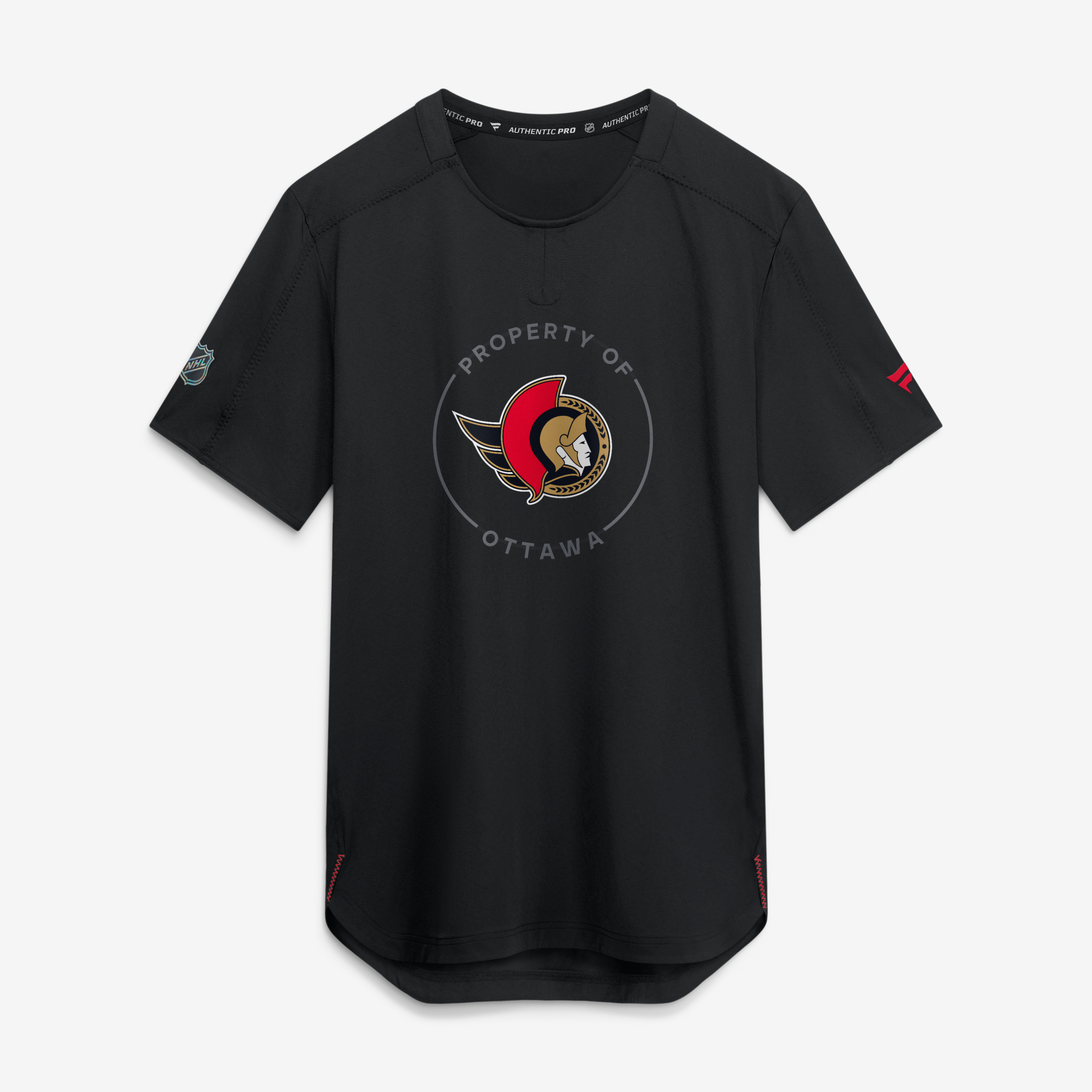 T-shirt de performance authentique Pro Train des Sénateurs d'Ottawa noirs Fanatics pour hommes