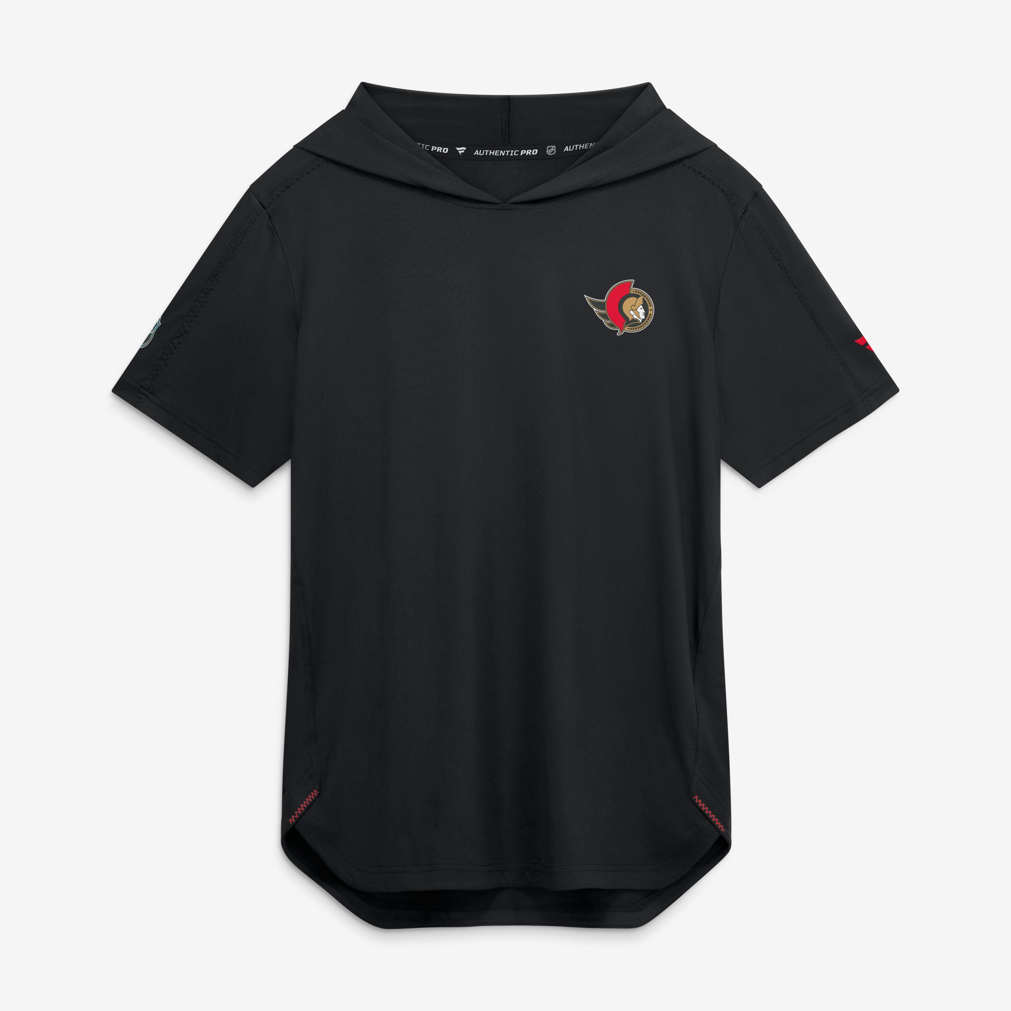 Men's Fanatics Black Ottawa Senators Authentic Pro Train Short Sleeve Pullover Hoodie