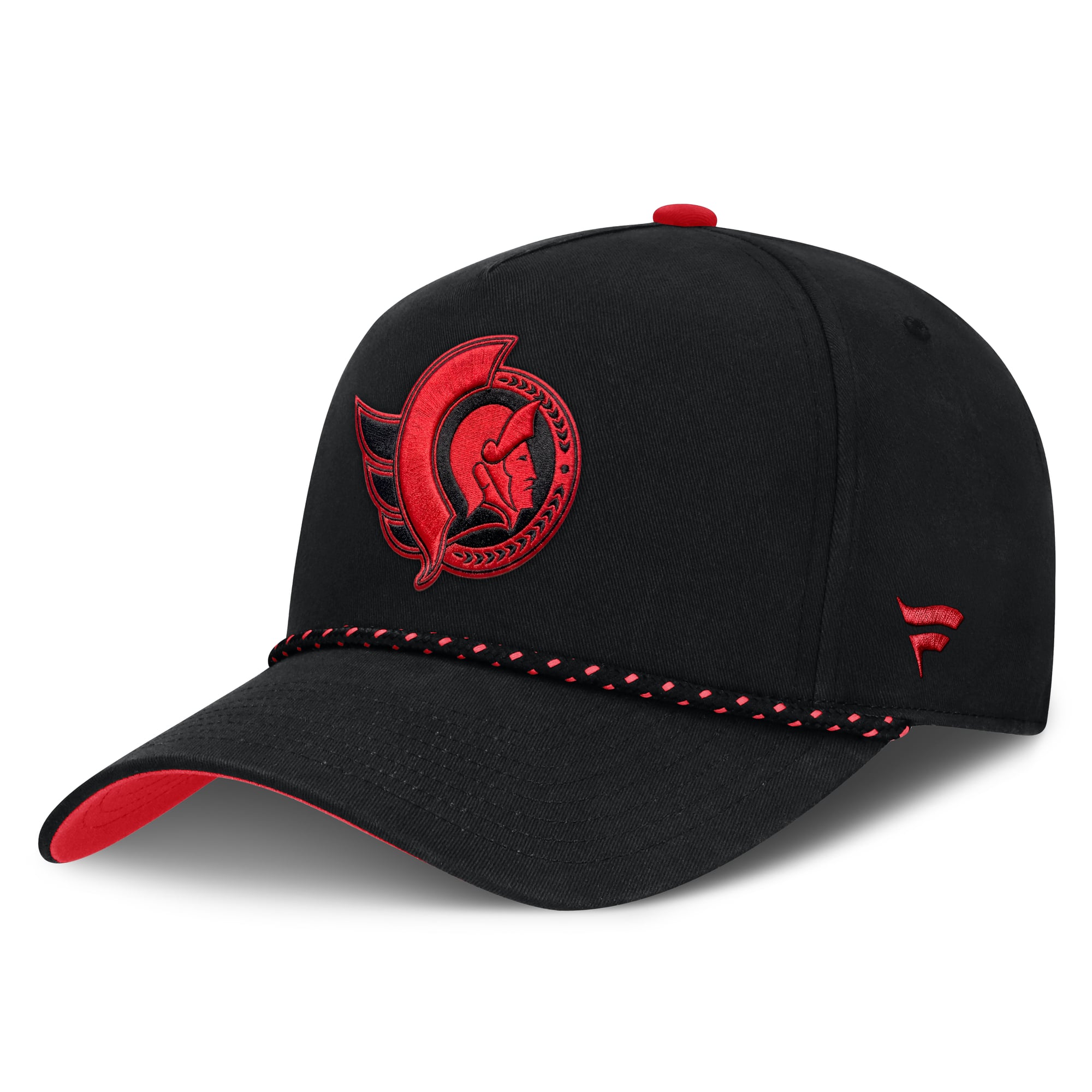 Casquette Fanatics noire pour homme, modèle A-Frame authentique Pro, modèle A-Frame, en hommage aux militaires canadiens, édition spéciale des Sénateurs d'Ottawa (Canada).