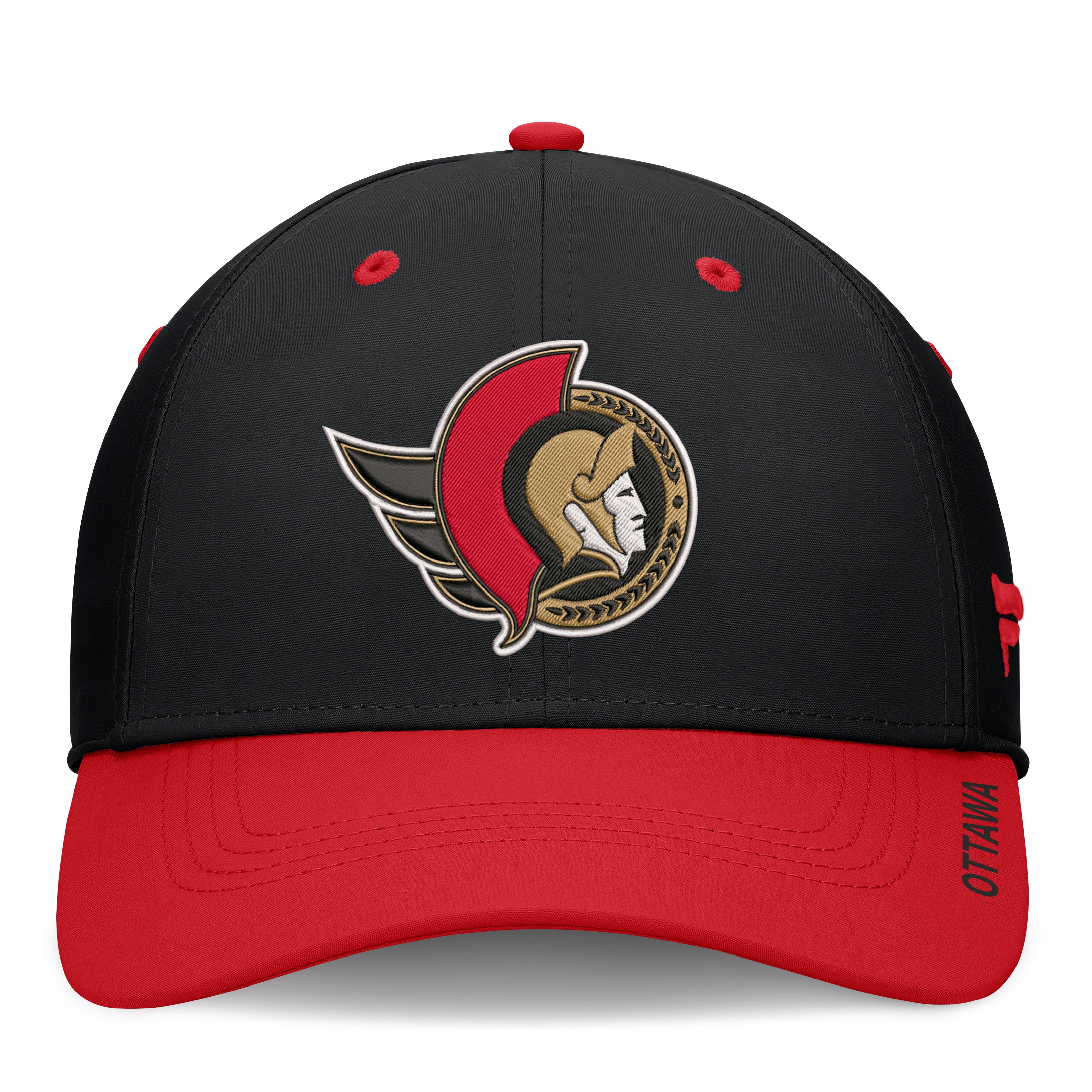 Men's Fanatics Black/Red Ottawa Senators Authentic Pro Rink Stretch Hat