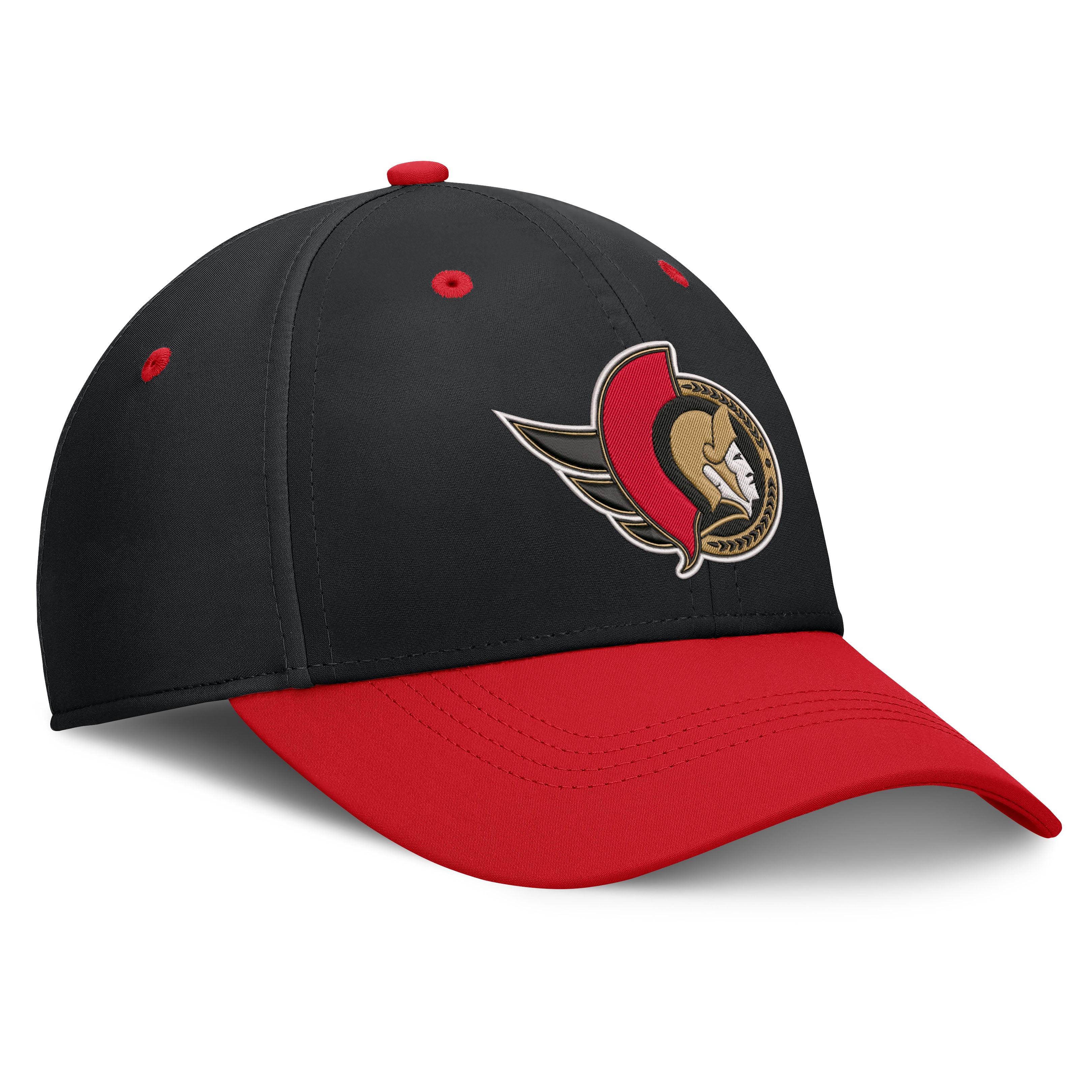 Men's Fanatics Black/Red Ottawa Senators Authentic Pro Rink Stretch Hat