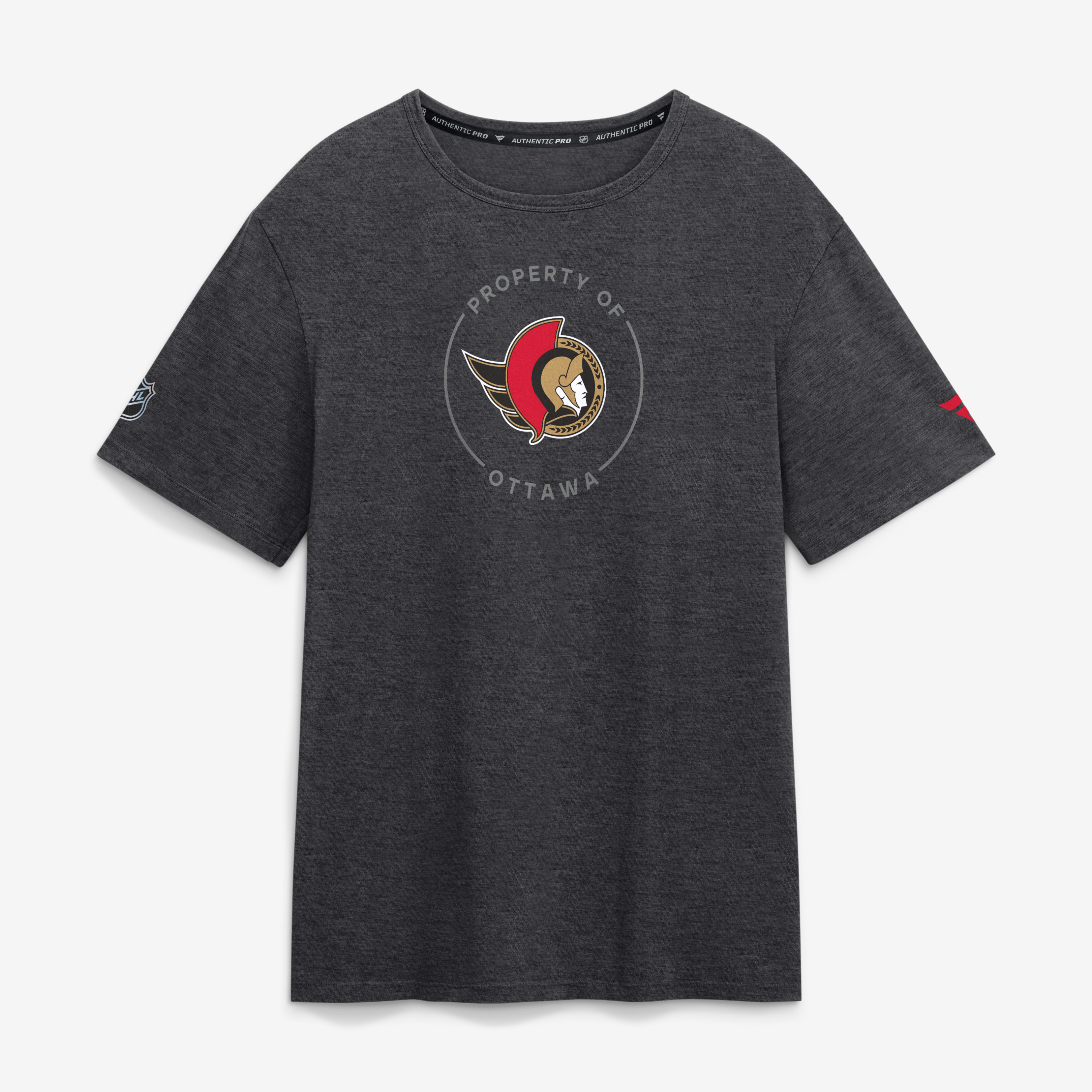 T-shirt authentique Fanatics Heather Charcoal Ottawa Senators pour homme, propriété professionnelle