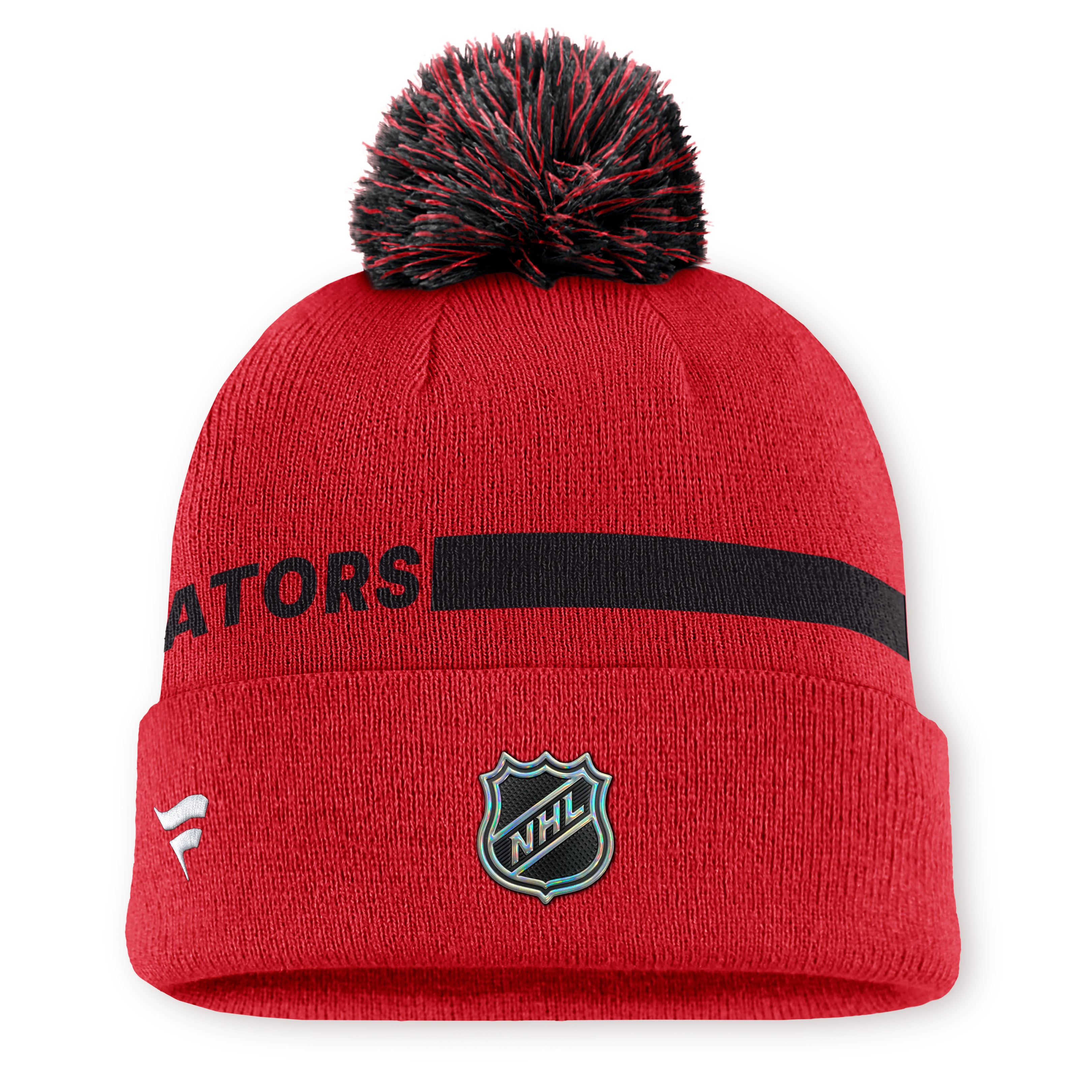 Bonnet tricoté authentique Pro Rink Fanatics rouge Ottawa Senators pour homme avec pompon
