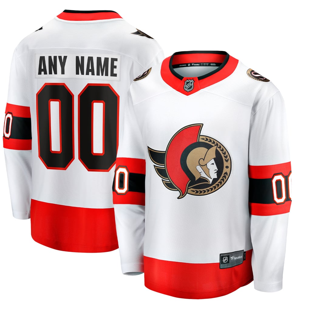 Men's Ottawa Senators Fanatics White Away  Breakaway Custom Jersey
