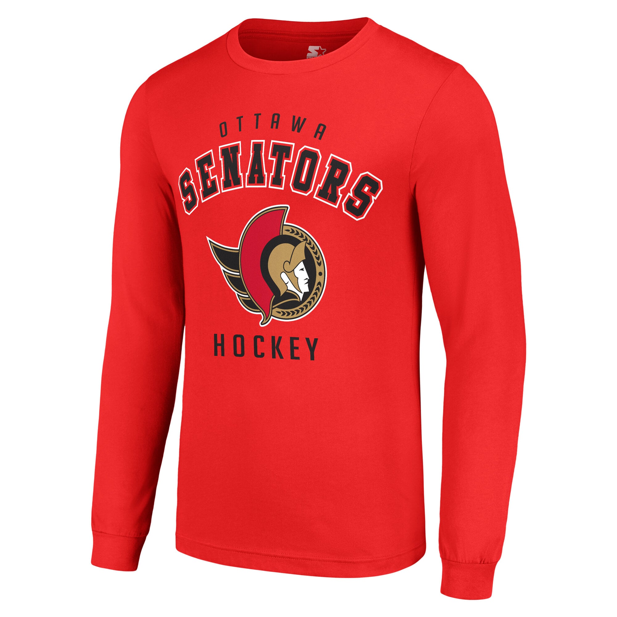 Men's Starter Red Ottawa Senators Logo Long Sleeve T-Shirt