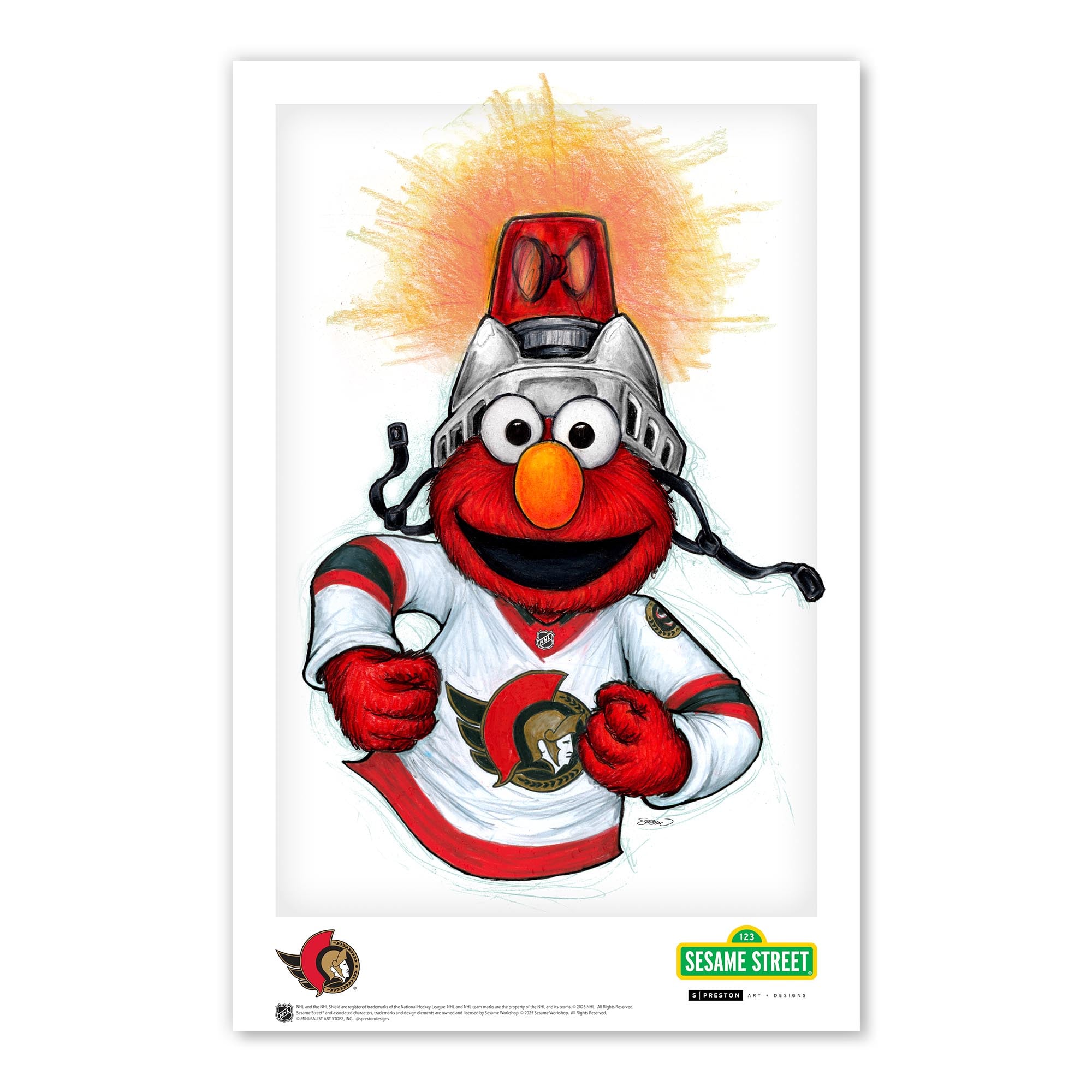 Affiche Elmo des Sénateurs d'Ottawa, 11 po x 17 po, Rue Sésame