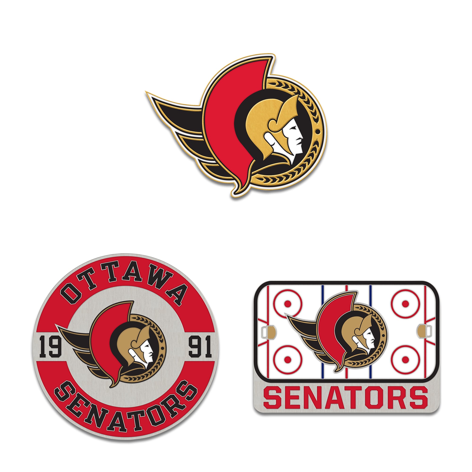 Ensemble de trois pin de collection WinCraft des Sénateurs d'Ottawa