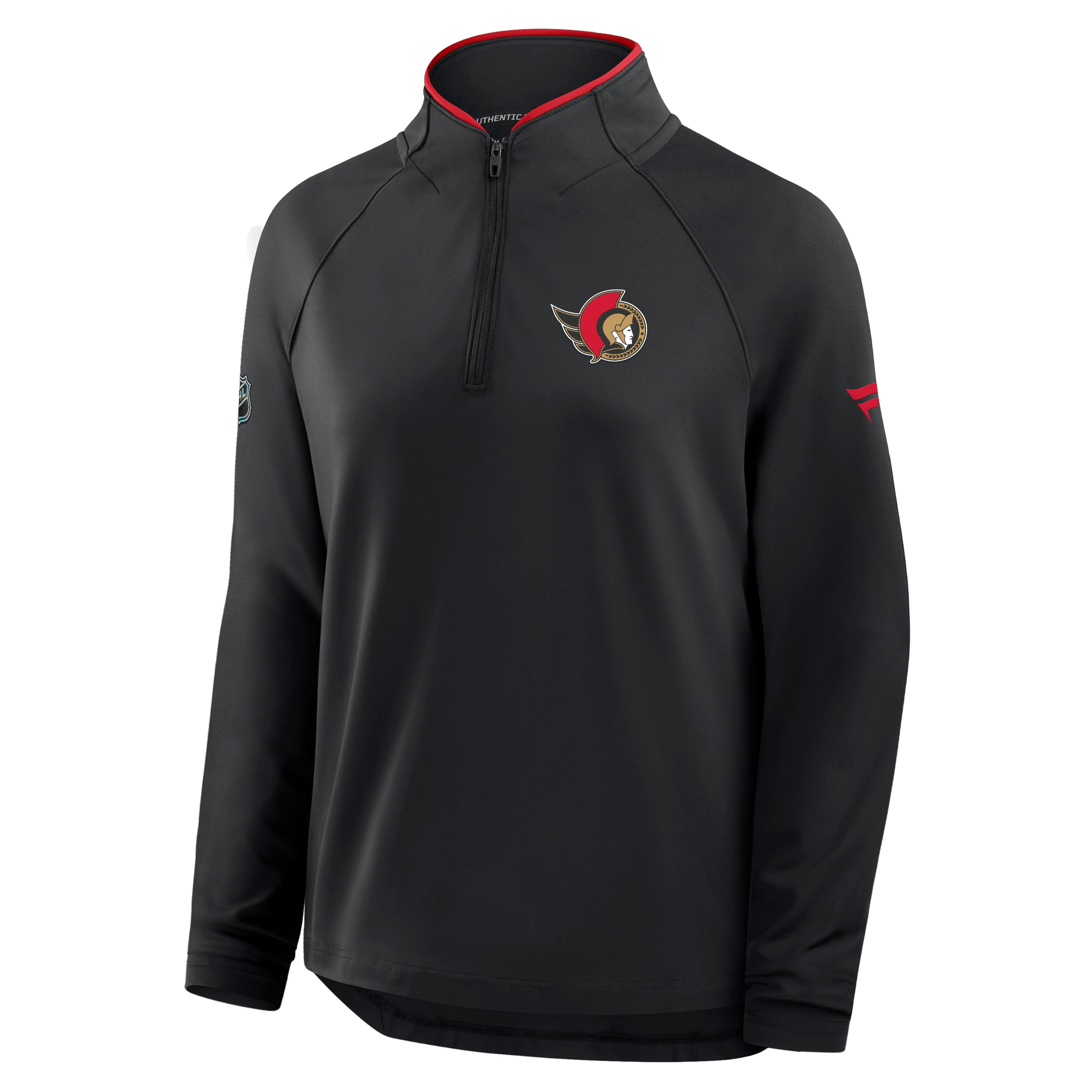 Women's Fanatics Black Ottawa Senators Authentic Pro Rink Lightweight Quarter-Zip Pullover