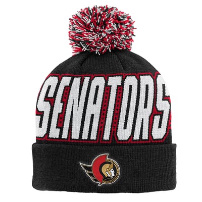 Ottawa Senators Outerstuff Youth Cuffed Knit Hat with Pom - Black