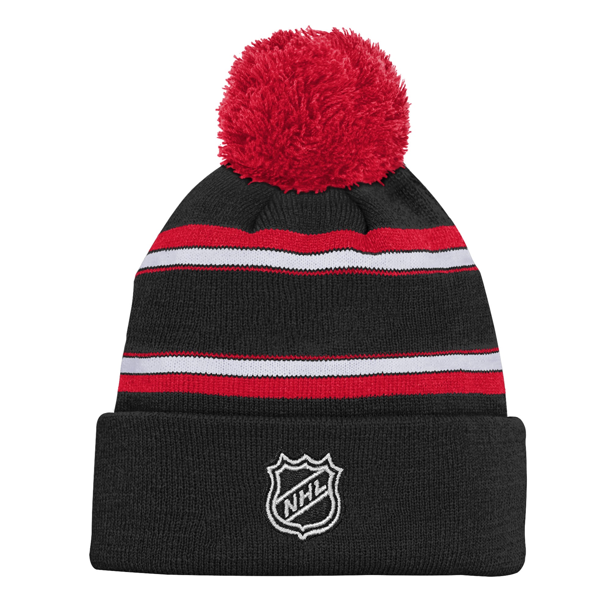 Bonnet en tricot jacquard noir à revers et pompon Youth Outerstuff des Sénateurs d'Ottawa