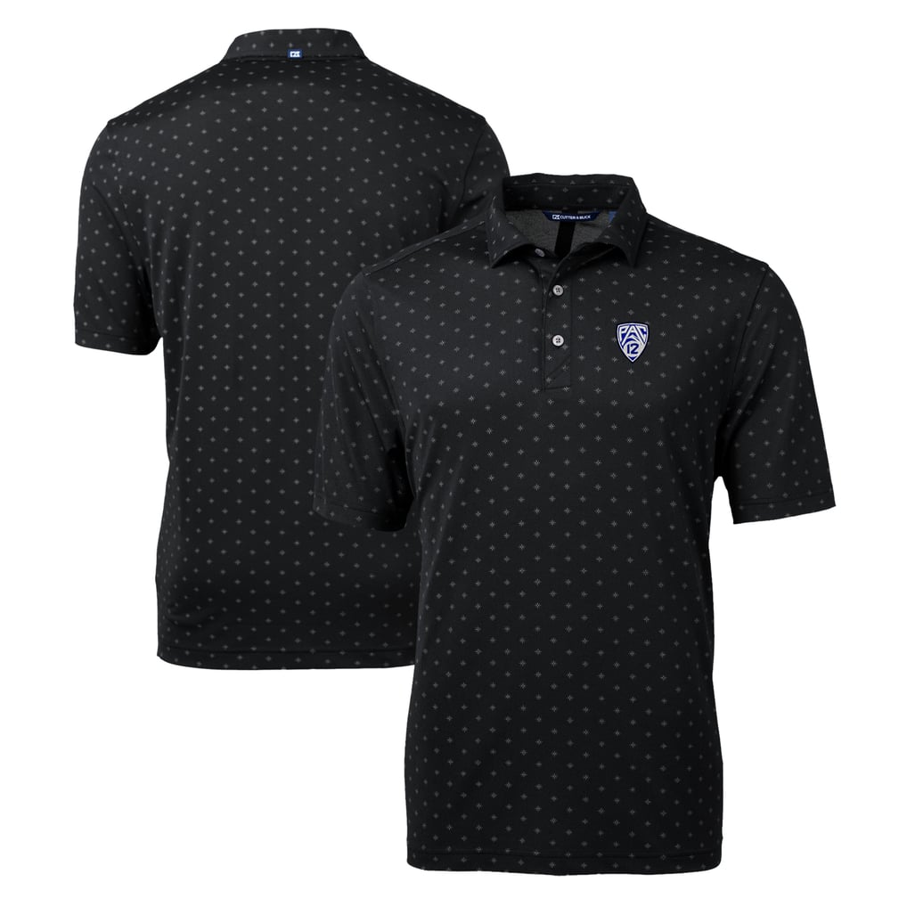  Pac-12 Gear Cutter & Buck Virtue Eco Pique Tile Print Recycled Polo - Black