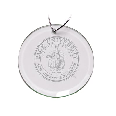 Pace University Setters 3'' Glass Round Ornament