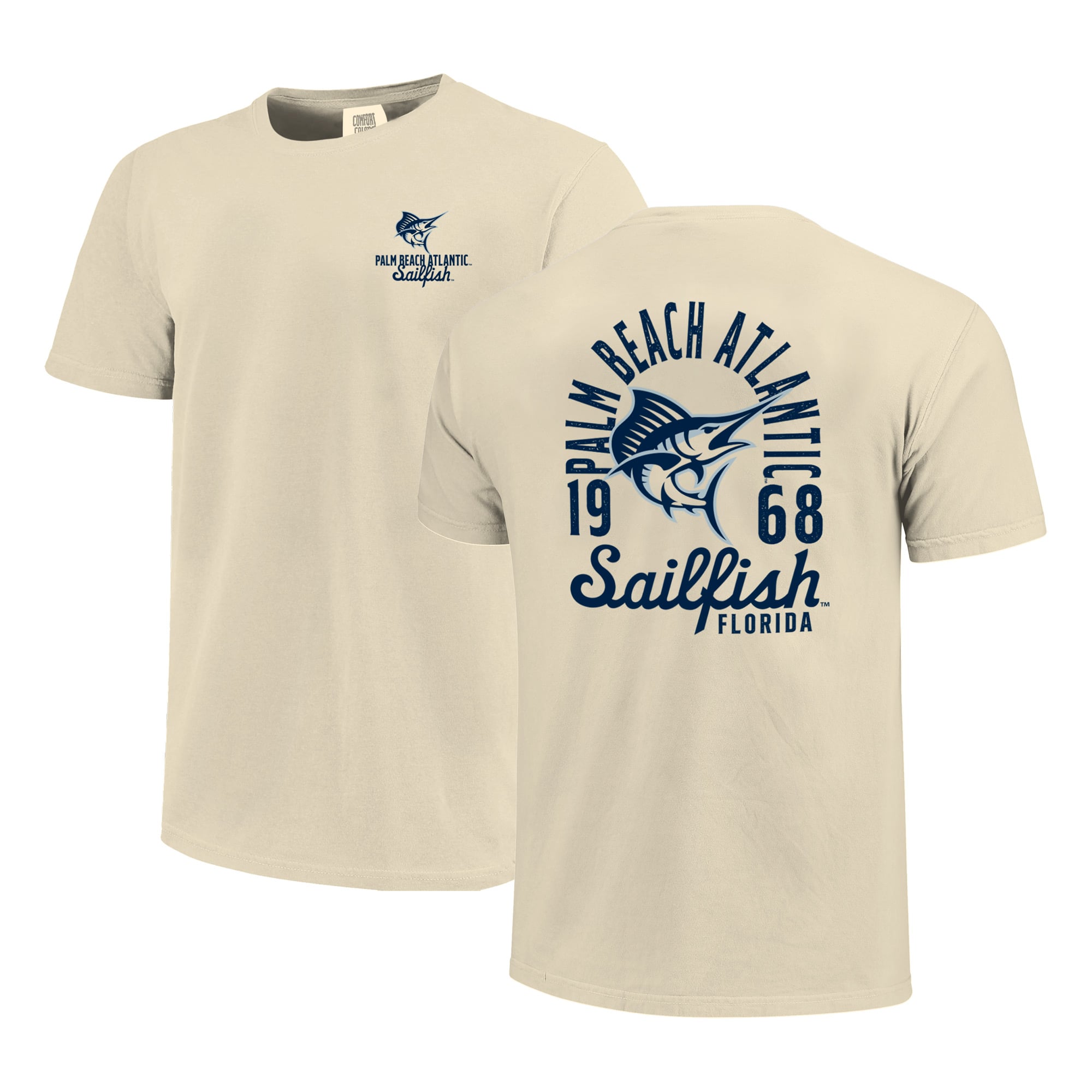 T-shirt crème pour homme avec motif mascotte de voilier l'Atlantique Palm Beach