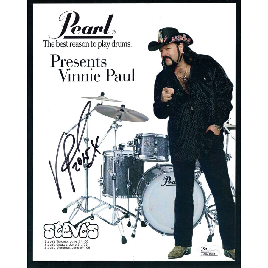 Pantera Vinnie Paul Drum Set VINNIE PAUL HAND SIGNED 8x10 COLOR PHOTO PANTERA+