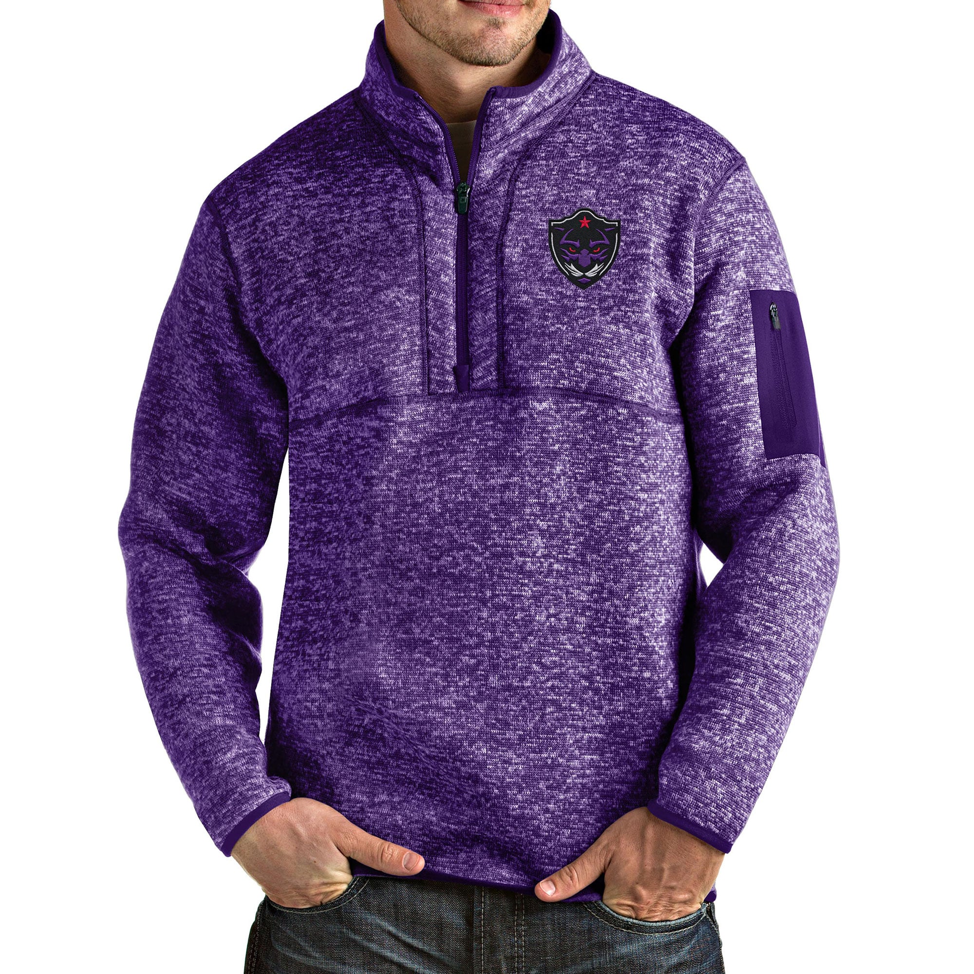Panther City Lacrosse Club Antigua Fortune Half-Zip Pullover Jacket - Purple