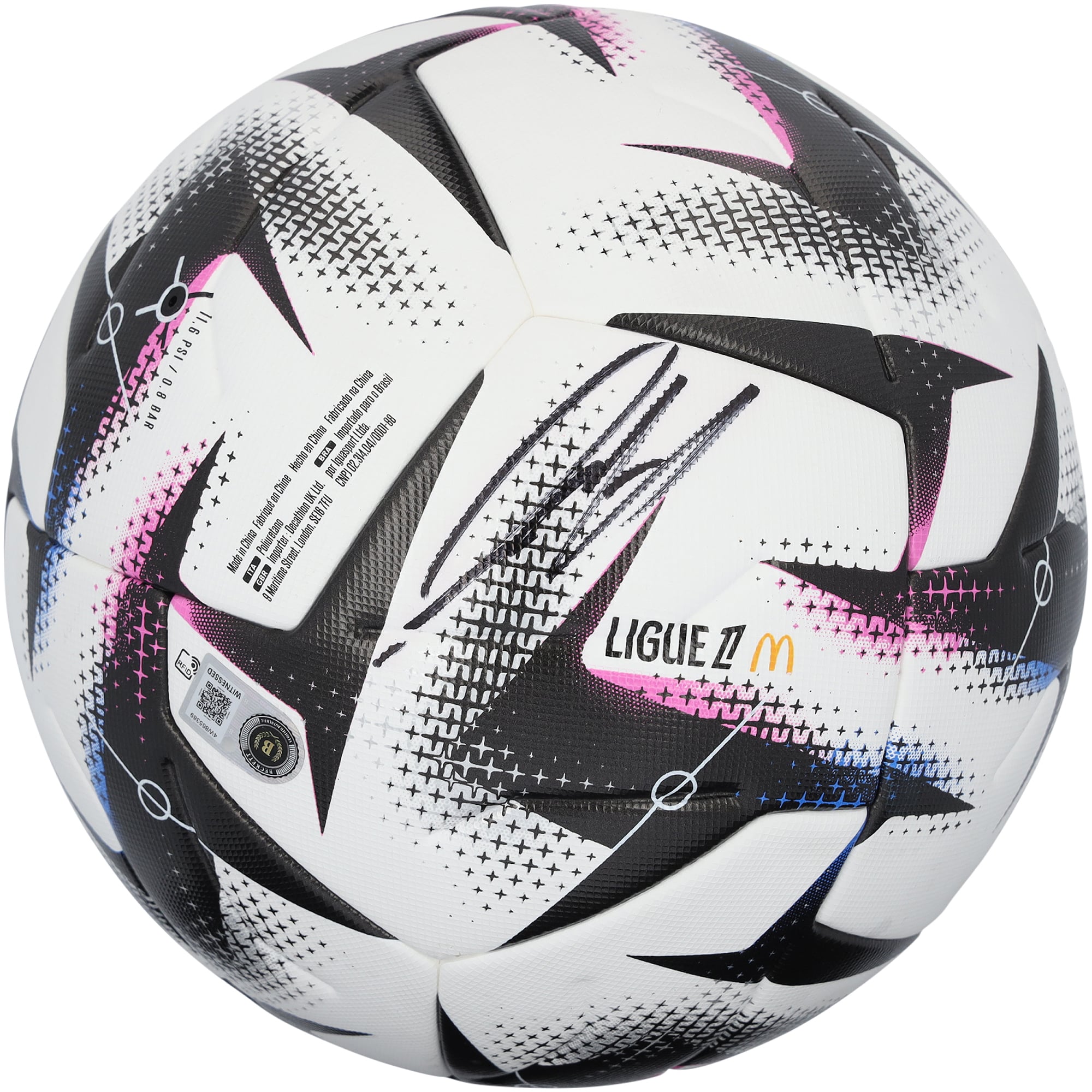 Achraf Hakimi Paris Saint-Germain Autographed Kipsta White and Black Team Soccer Ball