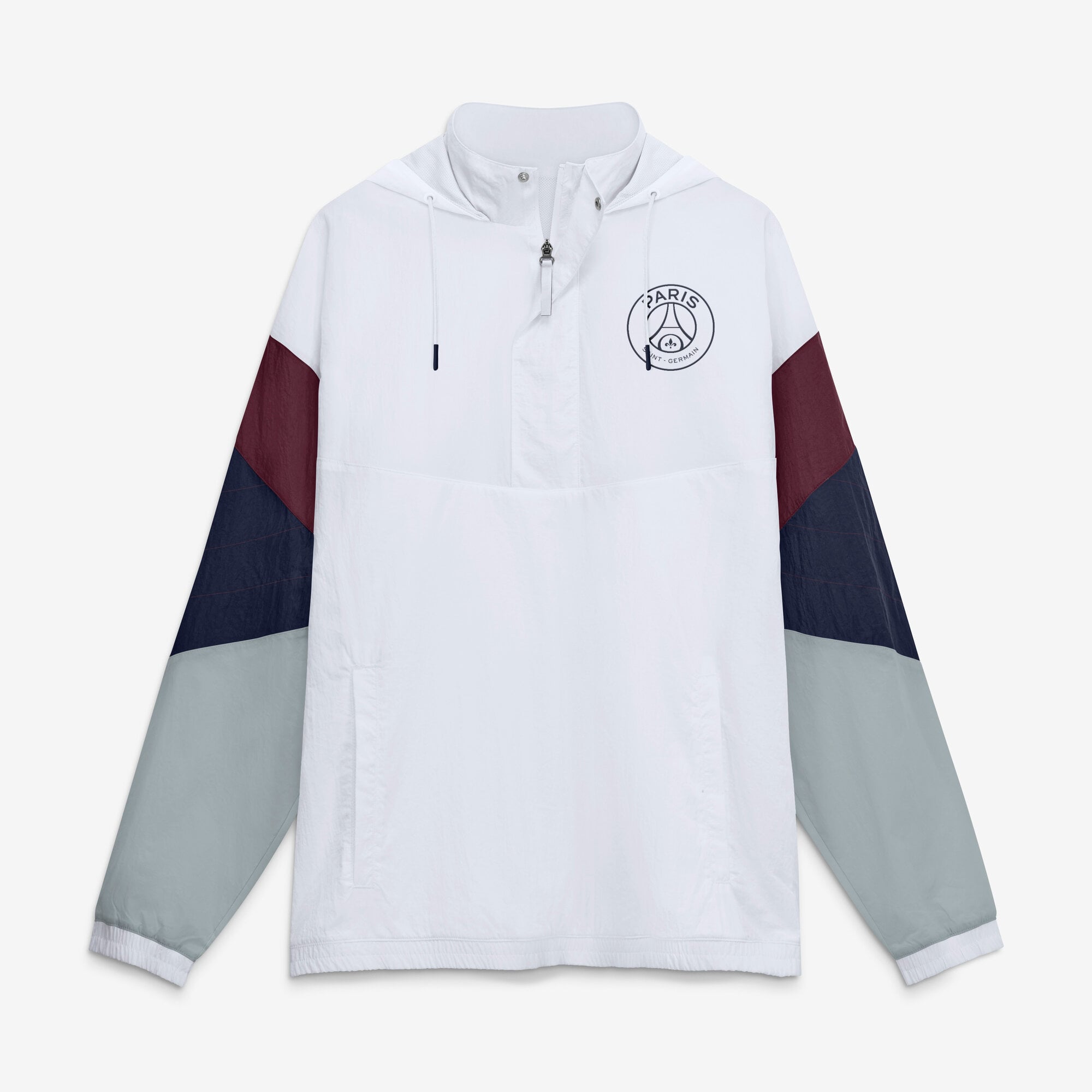 Veste de survêtement à capuche zippée au quart tour blanche Fanatics pour homme, Paris Saint-Germain
