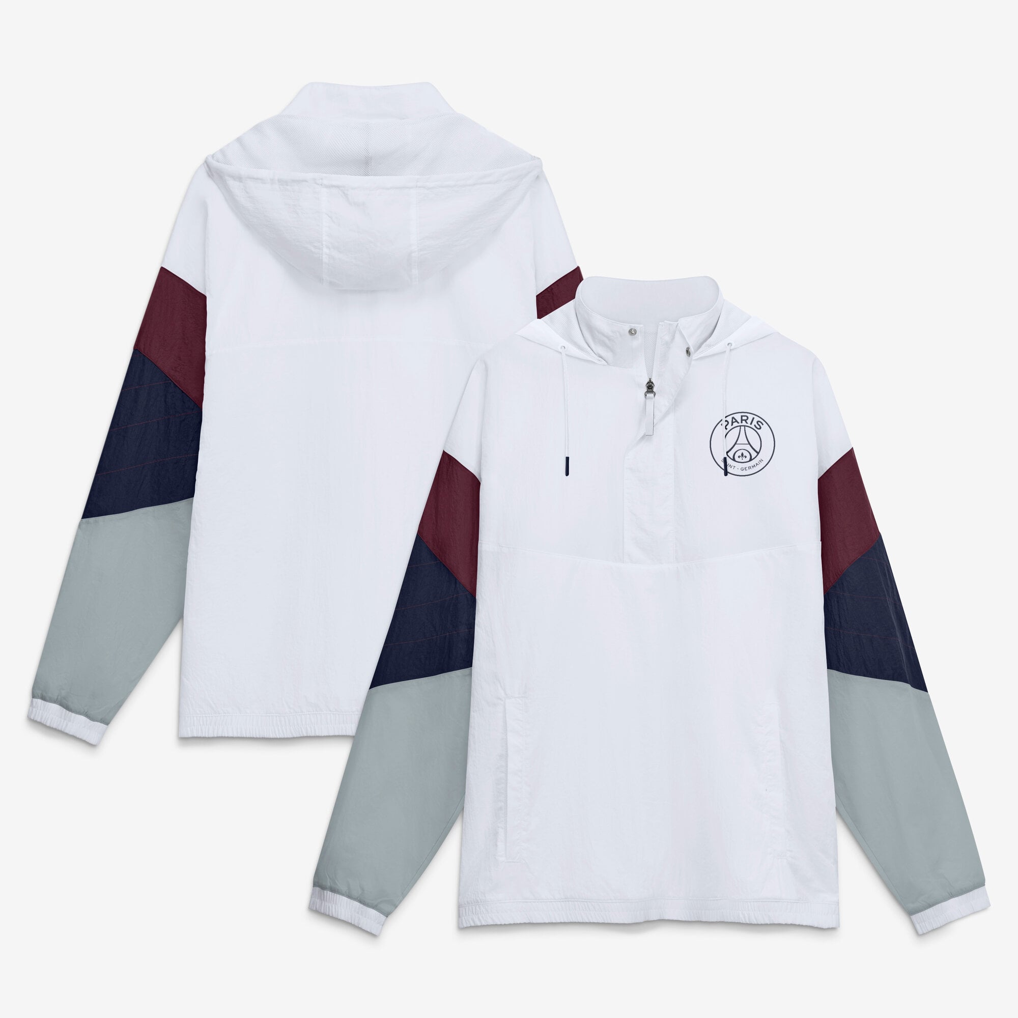 Veste de survêtement à capuche zippée au quart tour blanche Fanatics pour homme, Paris Saint-Germain