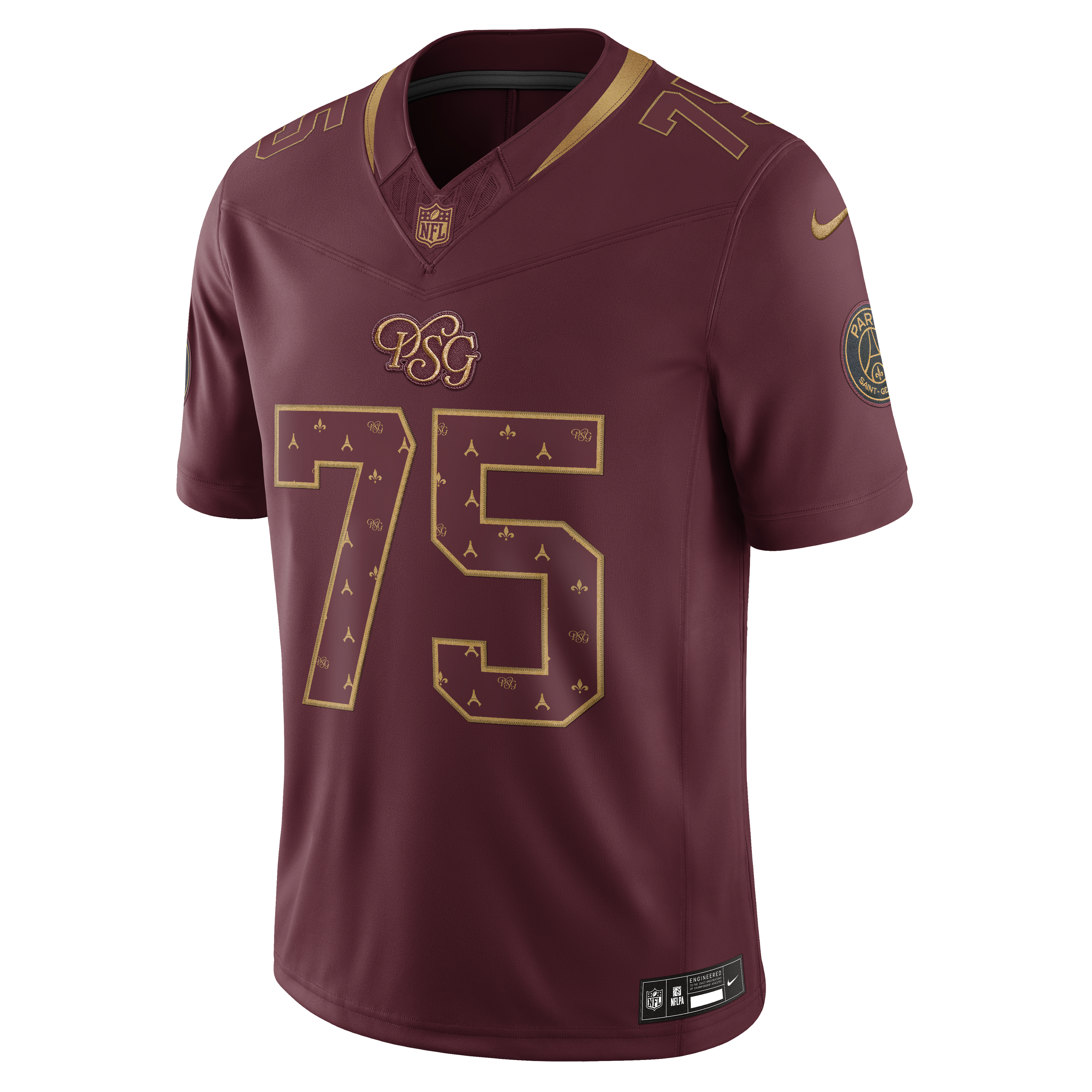 Men's Nike  Burgundy Paris Saint-Germain x NFL Vapor F.U.S.E. Stitched Limited Jersey