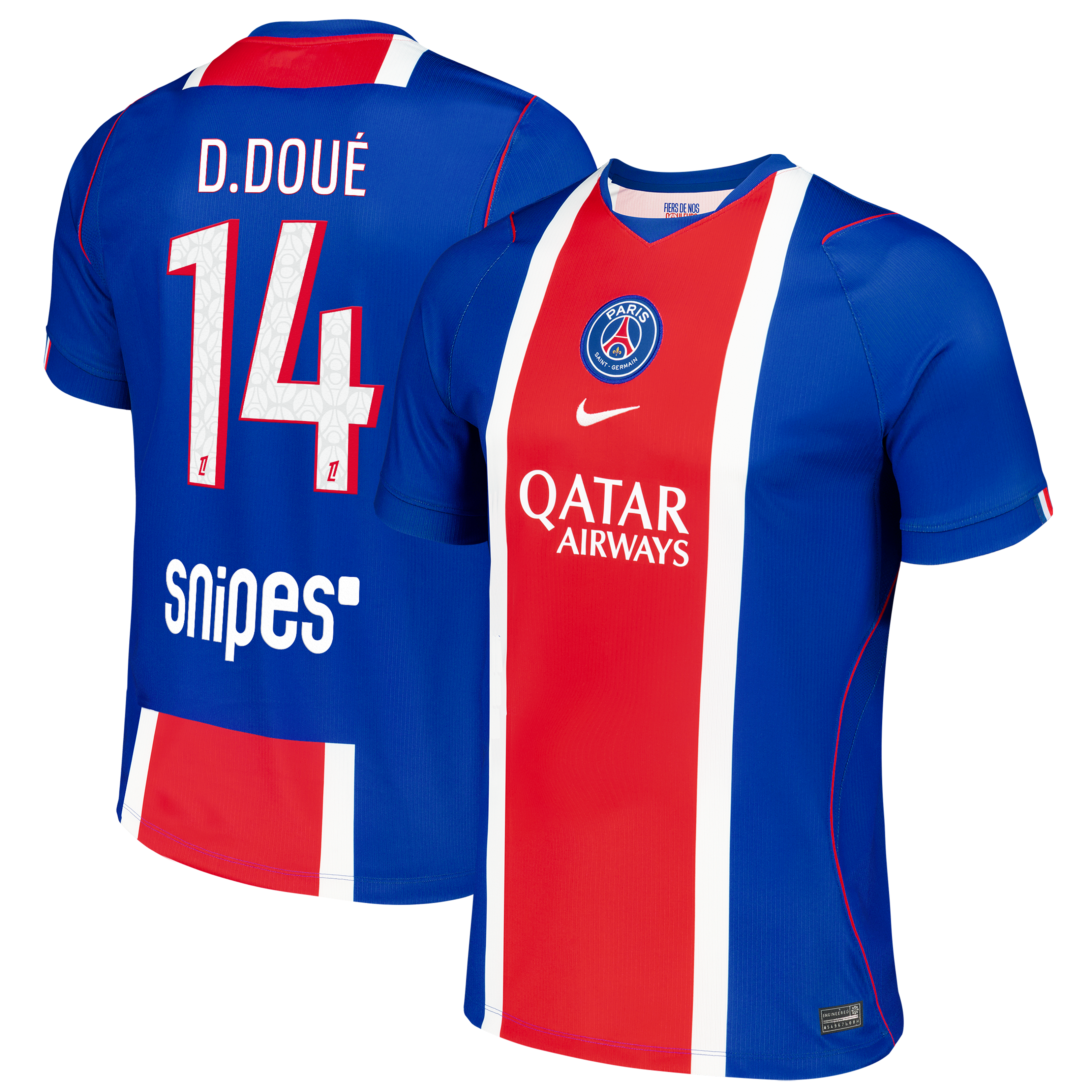 Maillot Nike Désiré Doué Bleu Paris Saint-Germain 2026/27 Domicile Stadium Replica pour Homme