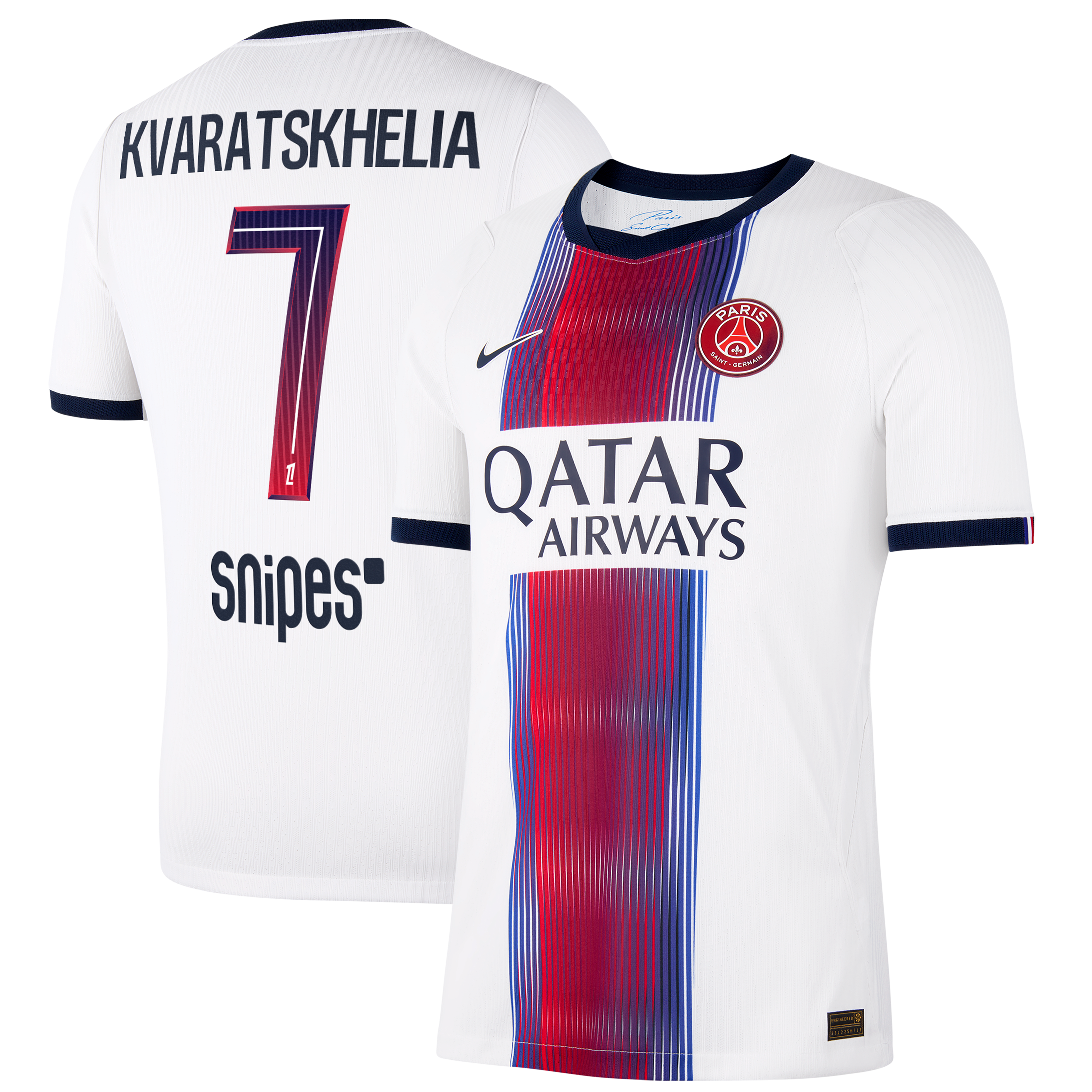 Men's Nike Khvicha Kvaratskhelia White Paris Saint-Germain 2026/27 Away Match Authentic Jersey