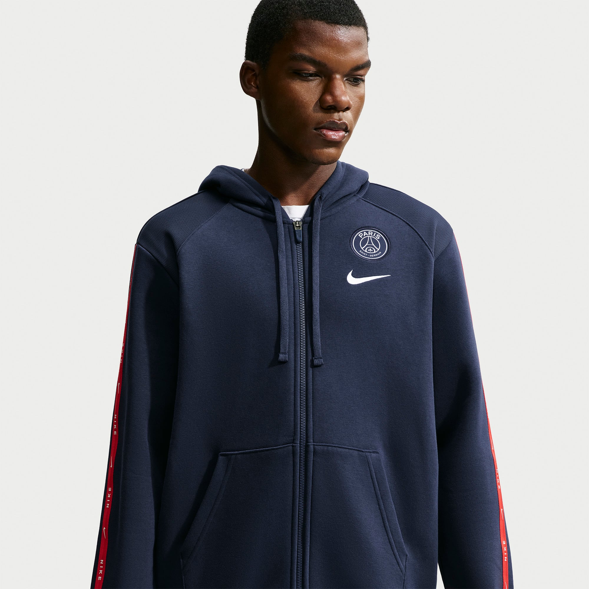 Sweat à capuche zippé raglan Nike Paris Saint-Germain Club bleu marine pour homme
