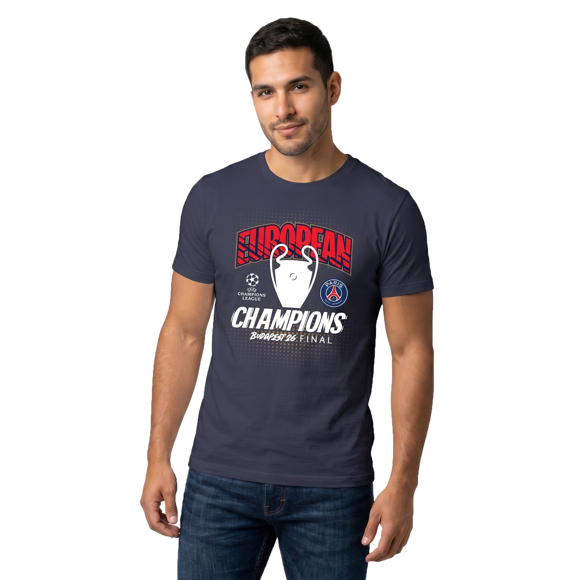 PSG 2026 ヨーロッパチャンピオン Tシャツ – ブルー