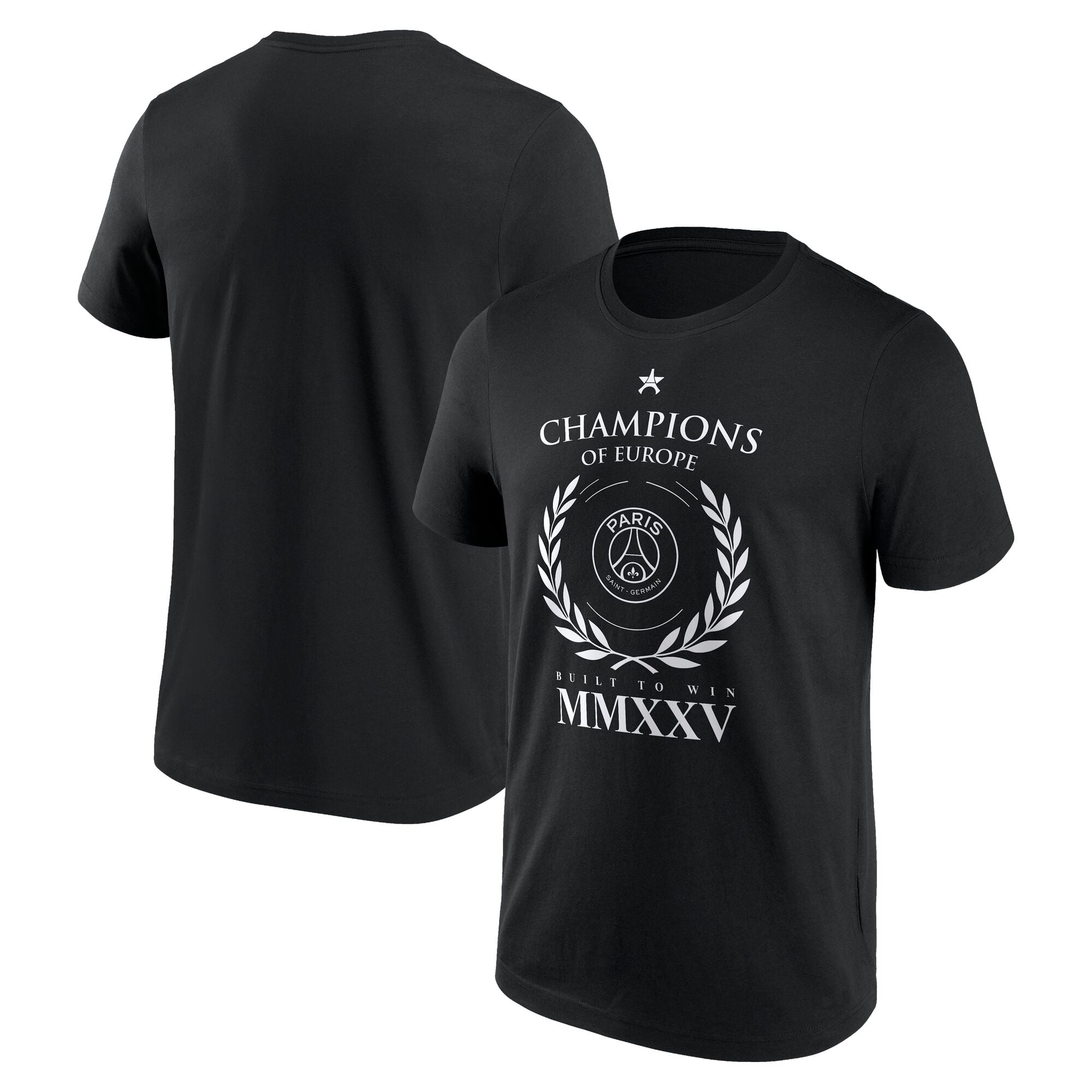 PSG 欧州チャンピオン 数字グラフィック Tシャツ - ブラック - メンズ