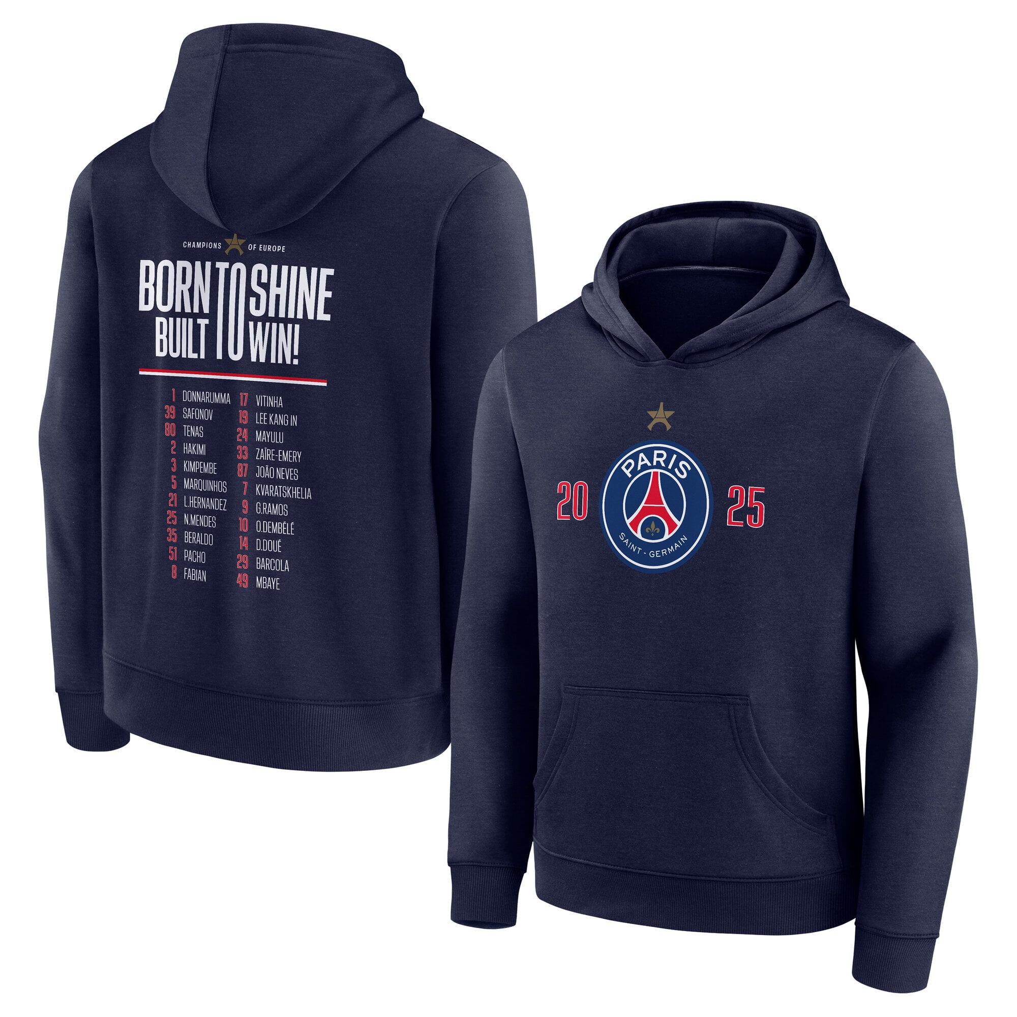 PSG 欧州チャンピオン ロスター グラフィックパーカー- ネイビー - キッズ