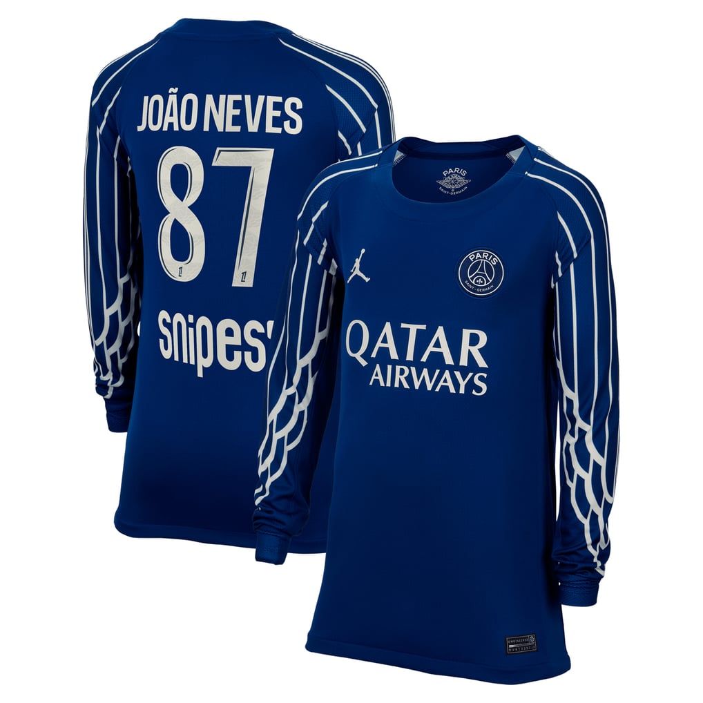 PSG Jordan Fourth Stadium Shirt 2024-25 - Long Sleeve - Kids with 